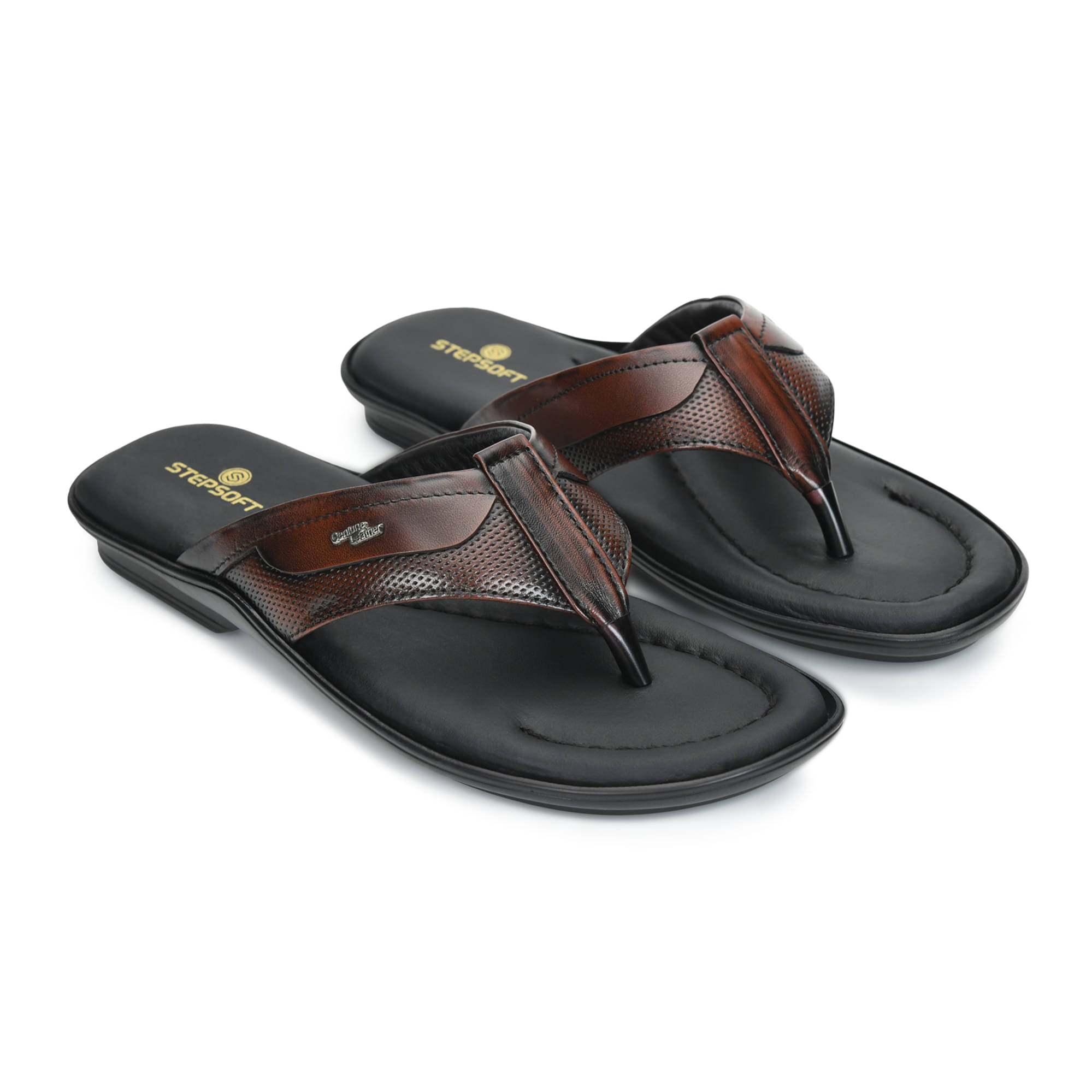     			STEPSOFT Tan Men's Leather Slipper