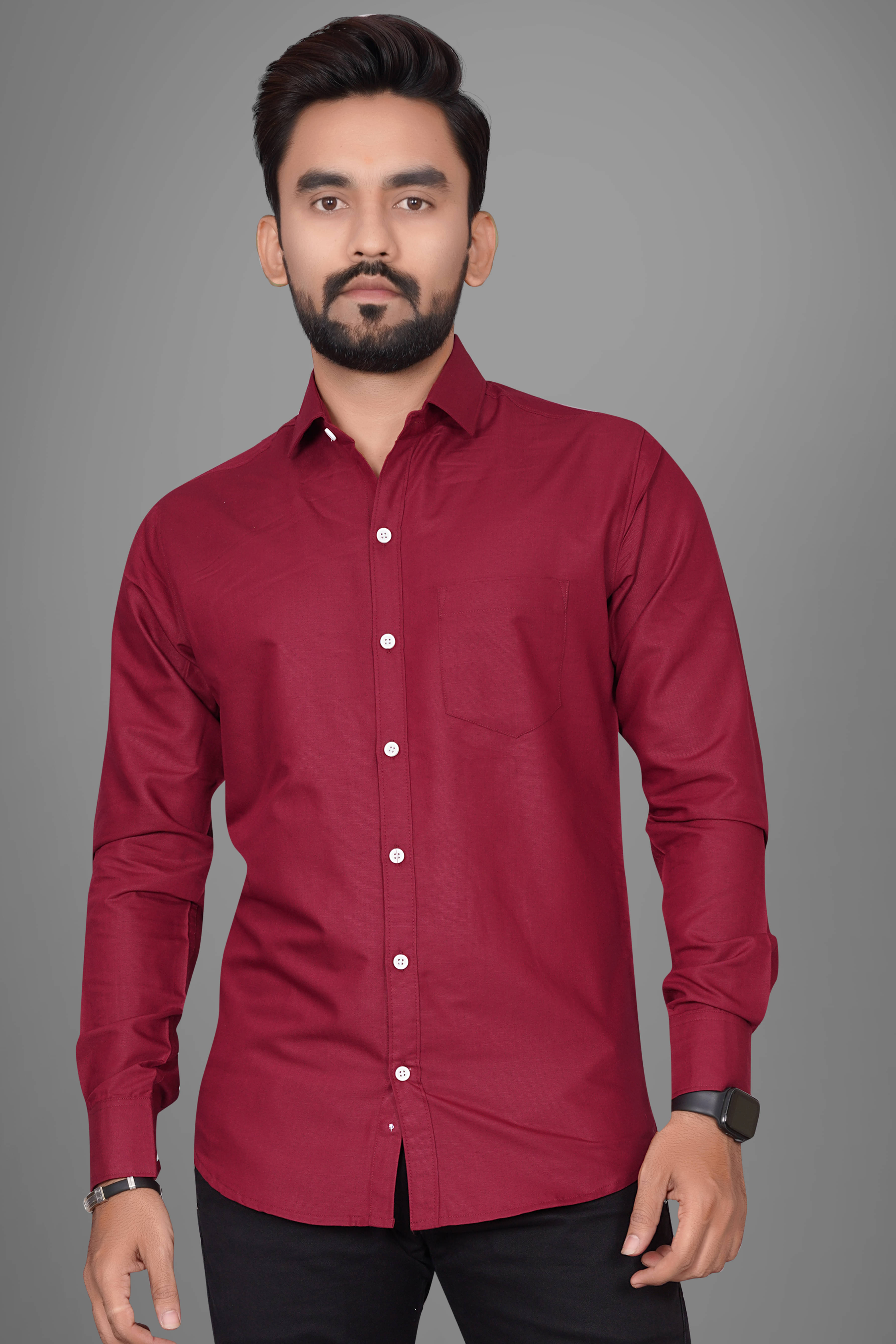SUR-T Cotton Blend Regular Fit Solids Full Sleeves Men's Casual Shirt - Maroon ( Pack of 1 ) SUR-T Cotton Blend Regular Fit Solids Full Sleeves Men's Casual Shirt - Maroon ( Pack of 1 )