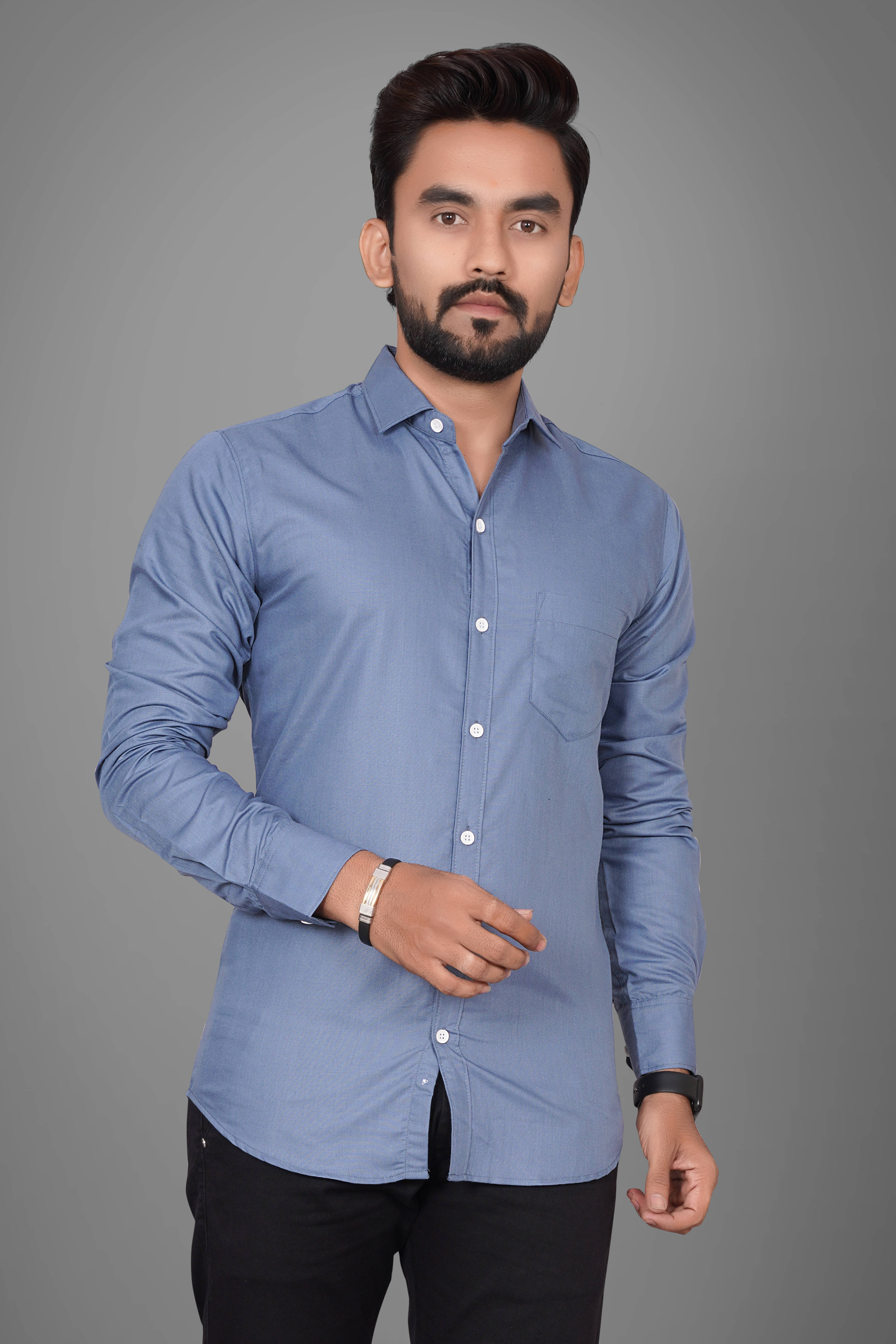     			SUR-T Cotton Blend Regular Fit Solids Full Sleeves Men's Casual Shirt - Light Grey ( Pack of 1 )