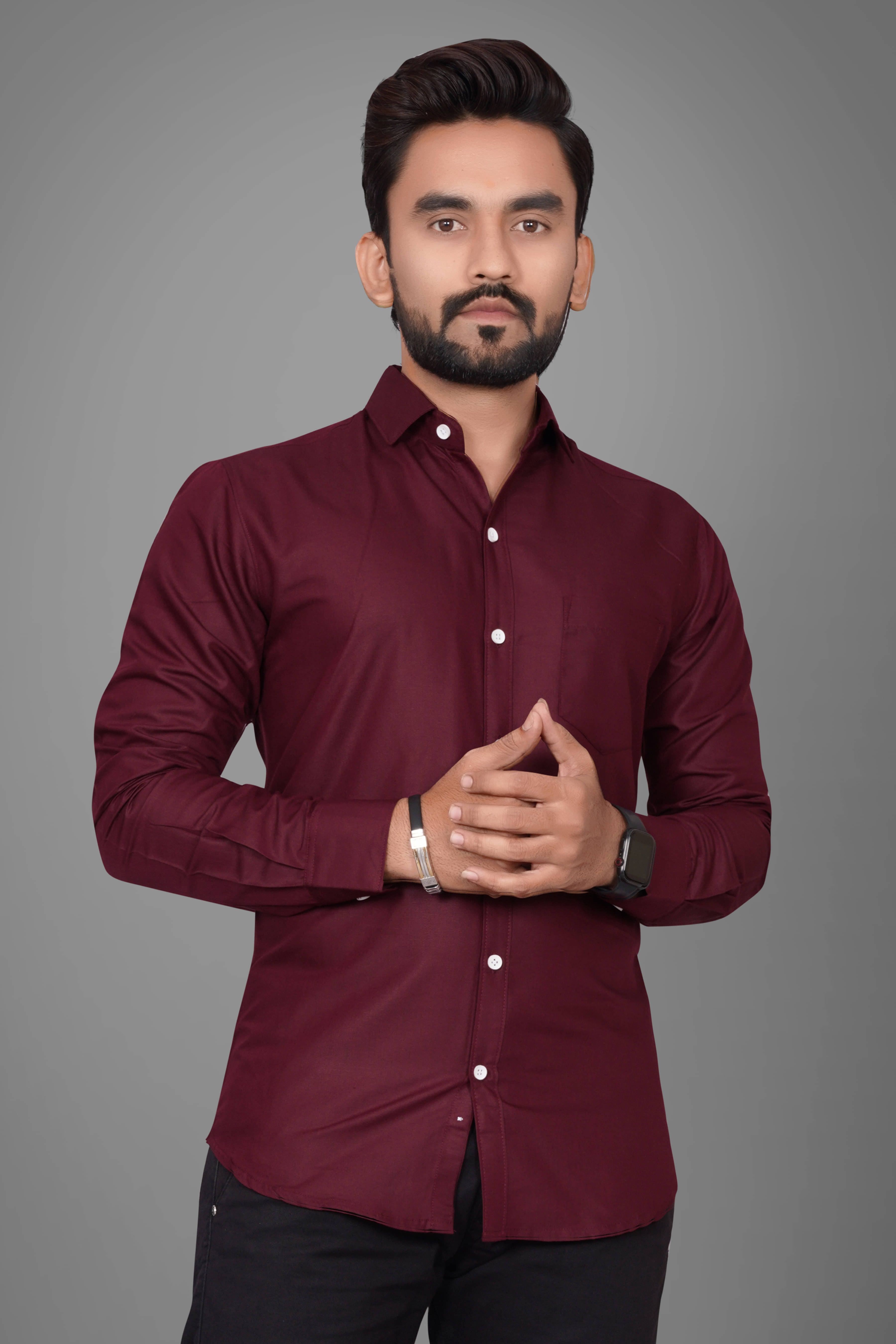 SUR-T Cotton Blend Regular Fit Solids Full Sleeves Men's Casual Shirt - Wine ( Pack of 1 ) SUR-T Cotton Blend Regular Fit Solids Full Sleeves Men's Casual Shirt - Wine ( Pack of 1 )
