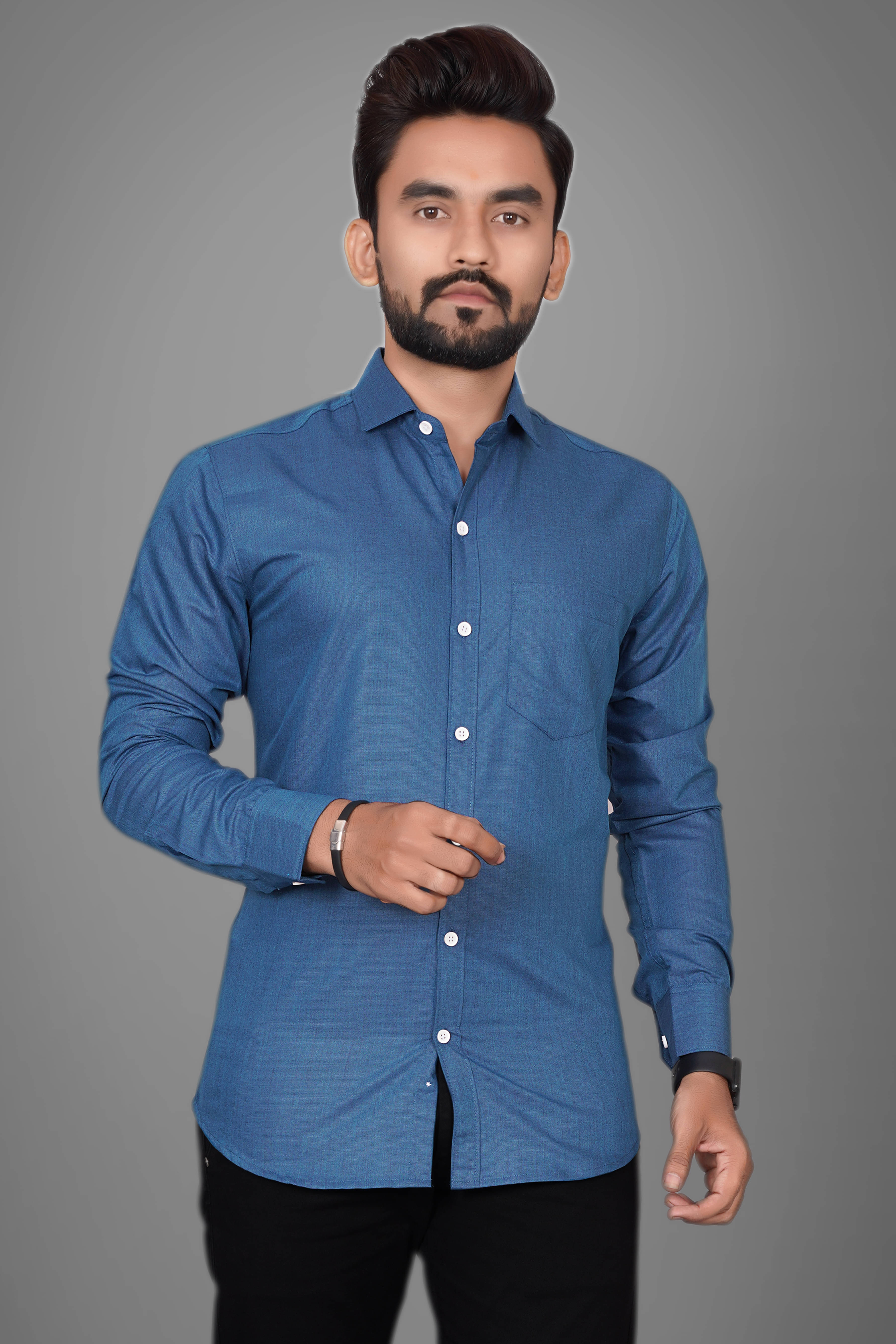     			SUR-T Cotton Blend Regular Fit Solids Full Sleeves Men's Casual Shirt - Blue ( Pack of 1 )
