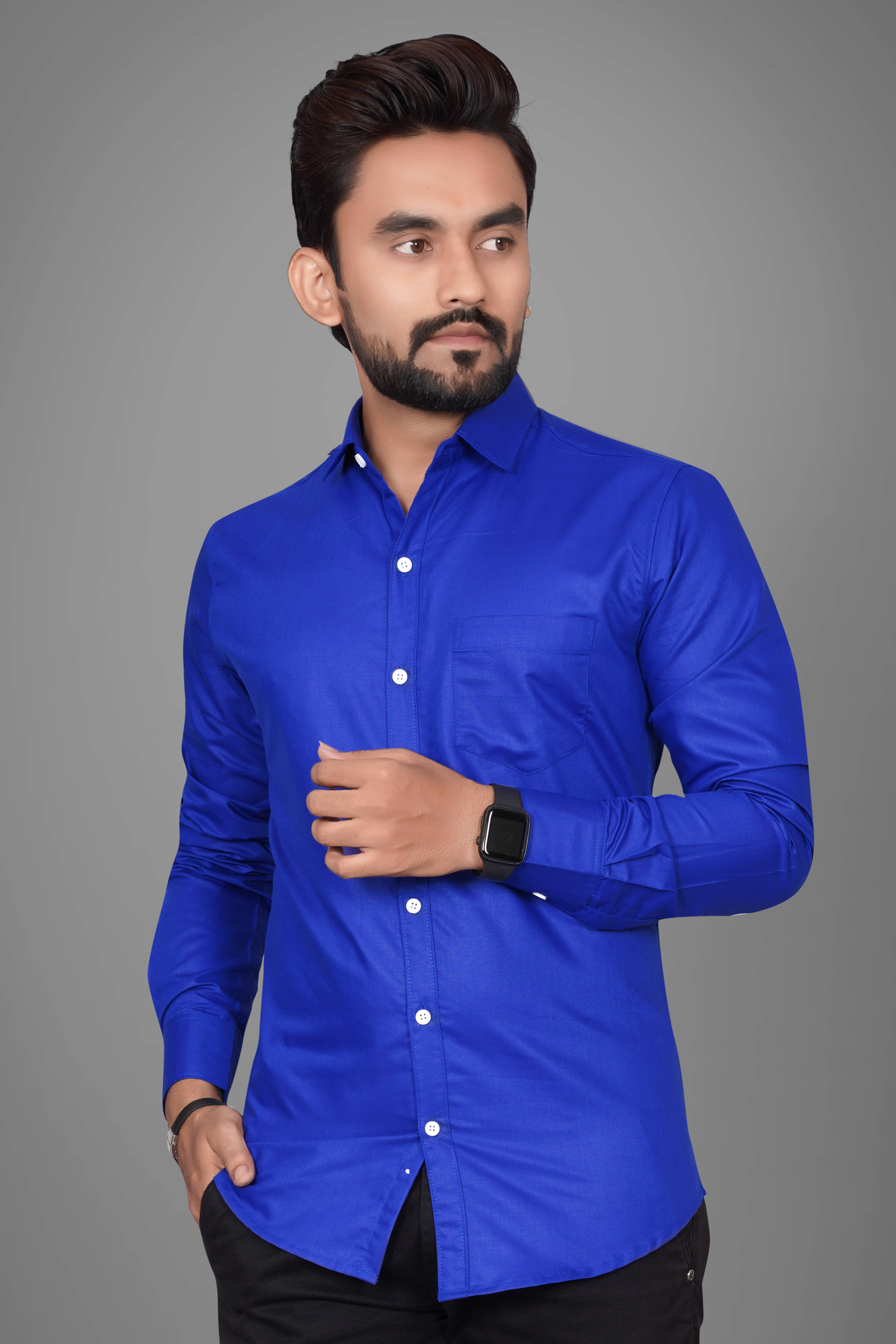 SUR-T Cotton Blend Regular Fit Solids Full Sleeves Men's Casual Shirt - Dark Blue ( Pack of 1 ) SUR-T Cotton Blend Regular Fit Solids Full Sleeves Men's Casual Shirt - Dark Blue ( Pack of 1 )