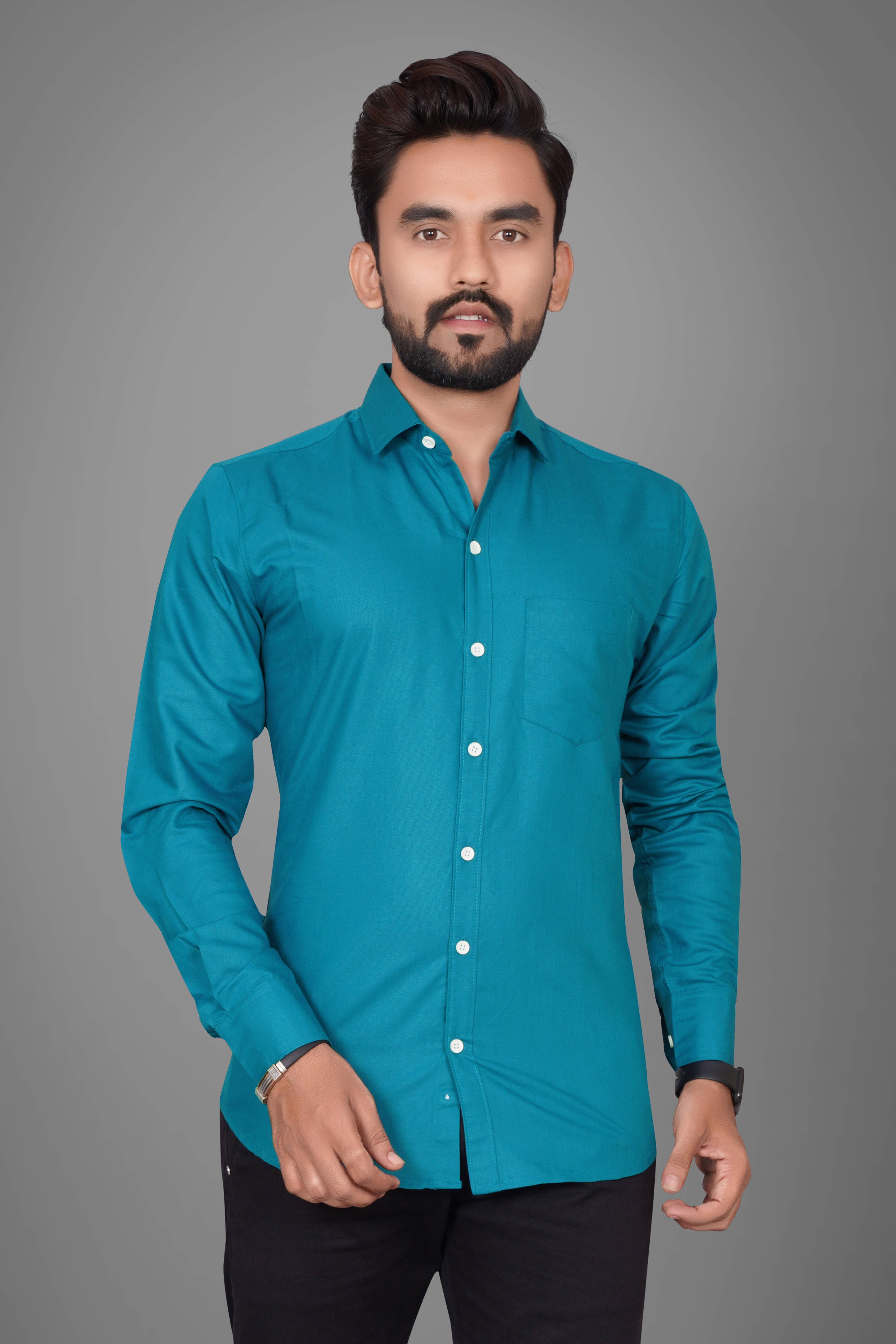 SUR-T Cotton Blend Regular Fit Solids Full Sleeves Men's Casual Shirt - Aqua Blue ( Pack of 1 ) SUR-T Cotton Blend Regular Fit Solids Full Sleeves Men's Casual Shirt - Aqua Blue ( Pack of 1 )