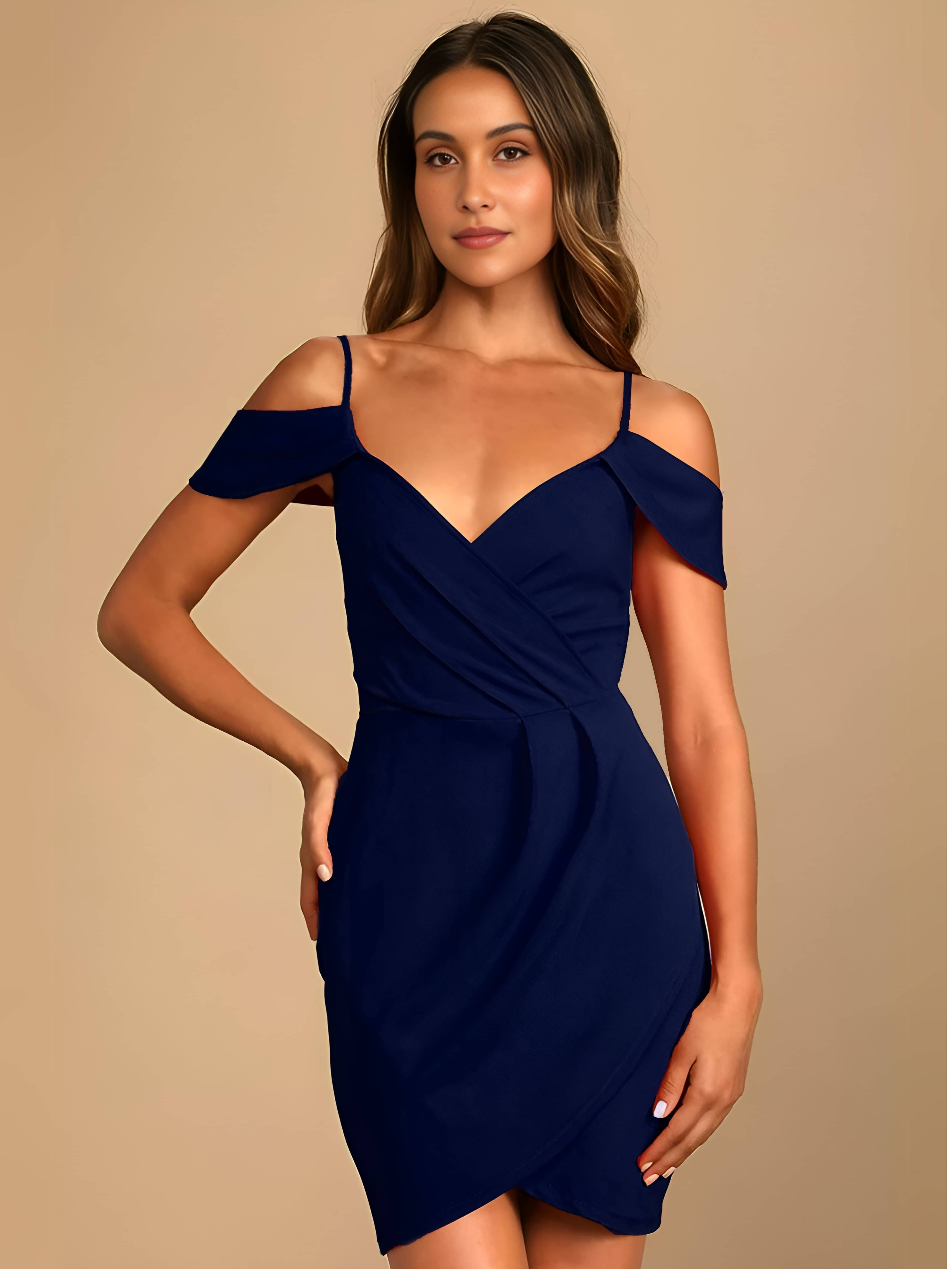     			Shcon Women Polyester Solid Bodycon Dress ( Blue )