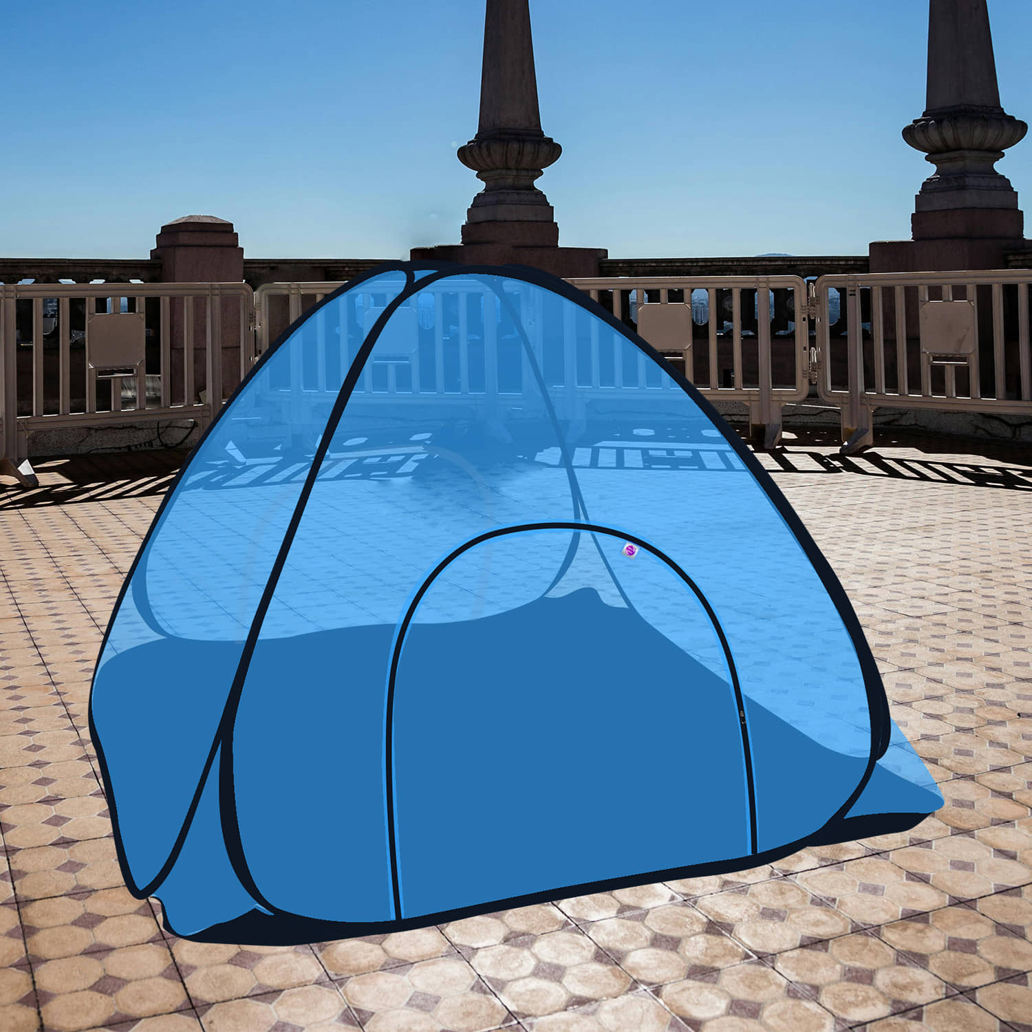 Silver Shine - Blue Polycotton Tent Mosquito Net ( Pack of 1 )
