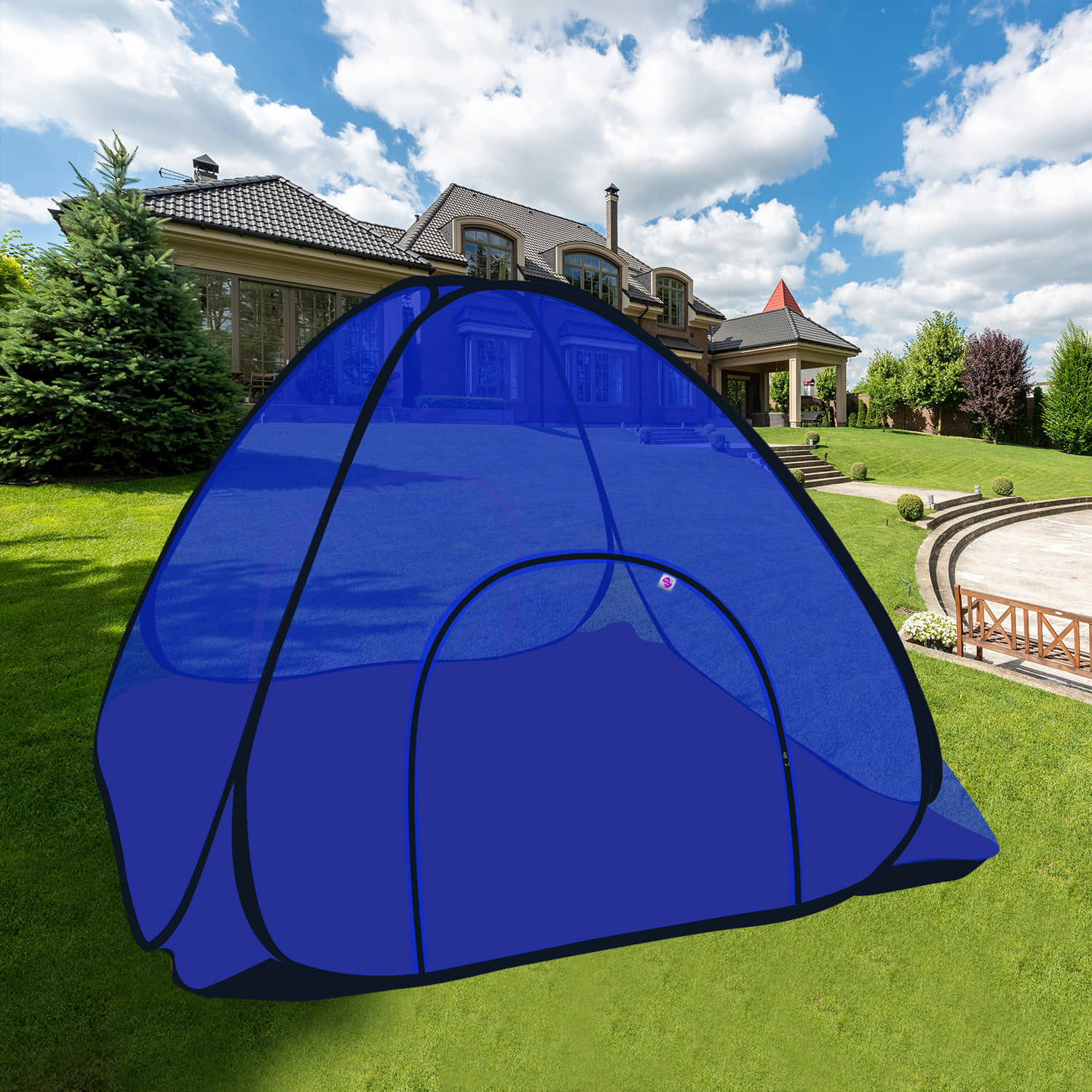Silver Shine - Dark Blue Polycotton Tent Mosquito Net ( Pack of 1 )