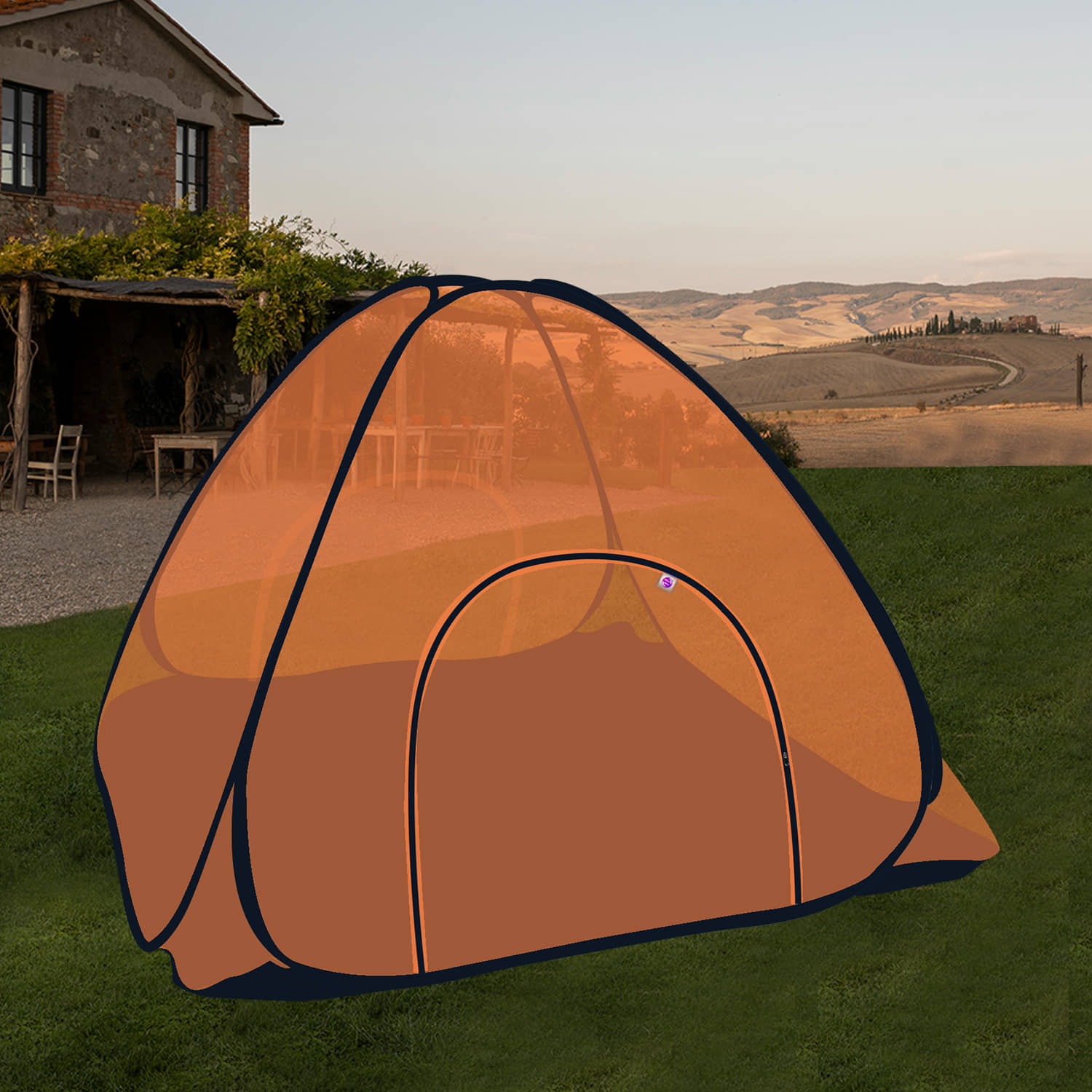 Silver Shine - Orange Polycotton Tent Mosquito Net ( Pack of 1 )