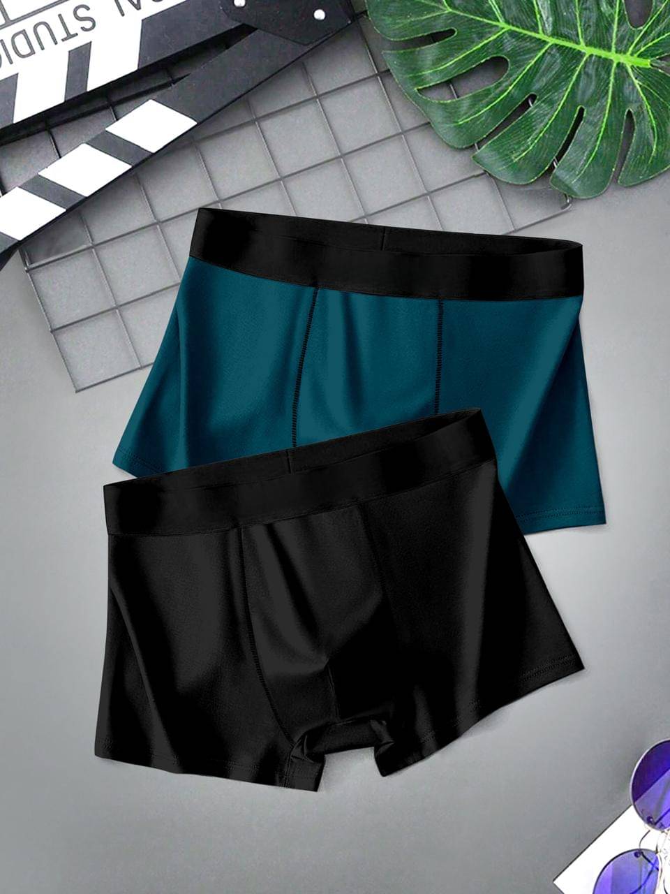     			TEHSVA Pack of 2 Nylon Trunks For Men's ( Black )
