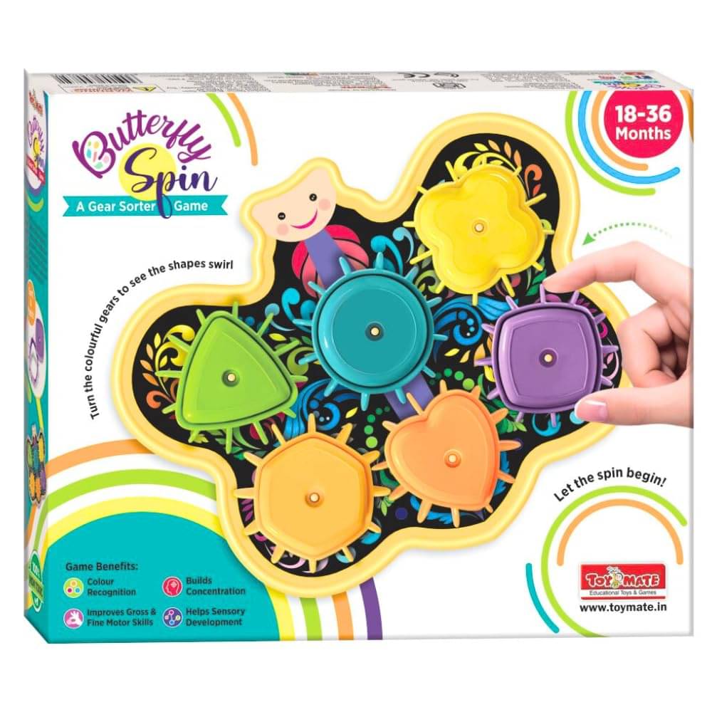     			Toymate Butterfly Spin,A Developmental Activity Toy for Kids, A Gear Sorter Toy with Multiple Colors and Shapes, Ages 2 to 4 Years