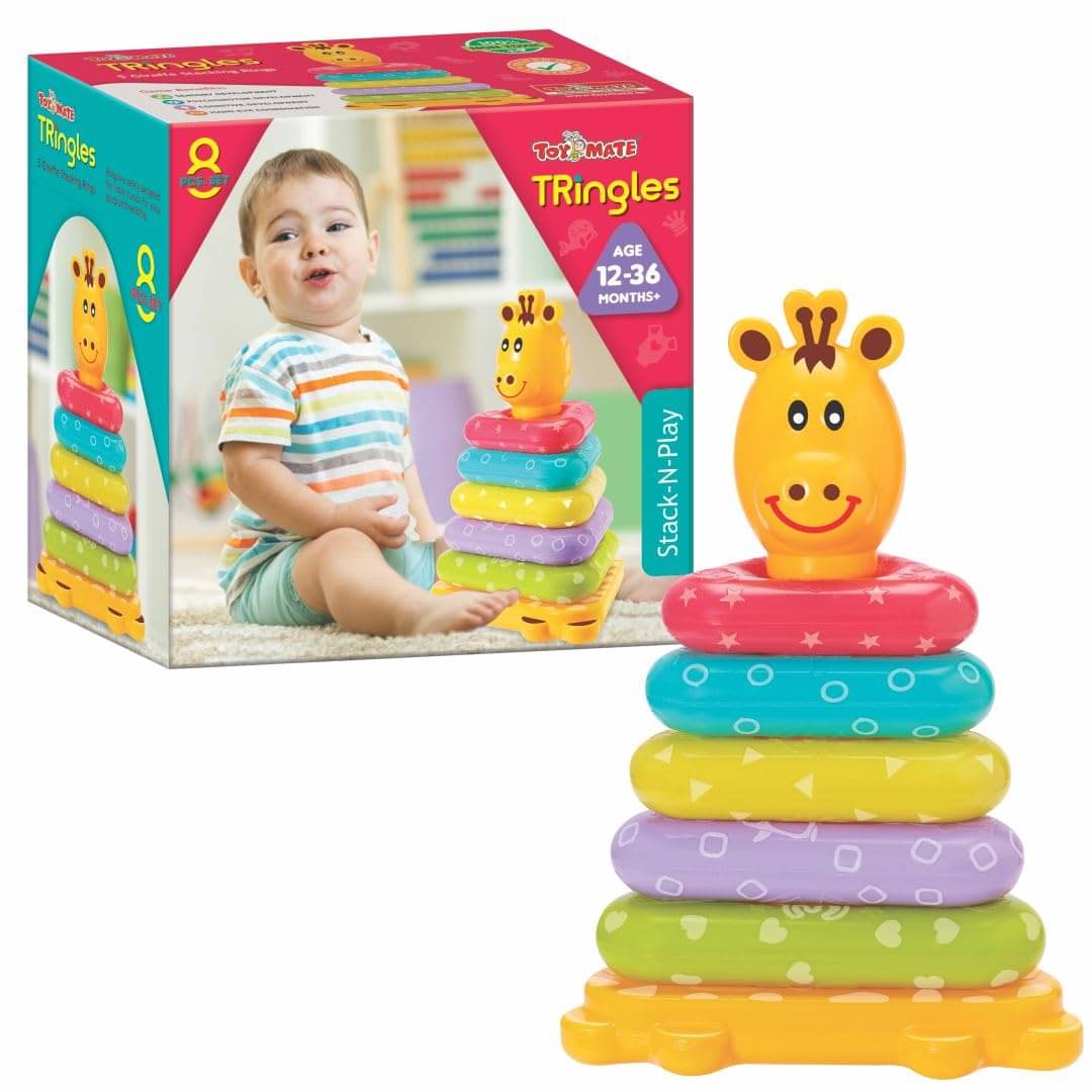     			Toymate TRingles- 8 Pcs Set-Stack N Play Triangle Shaped Stacking Rings Set for Age 12-36 Months