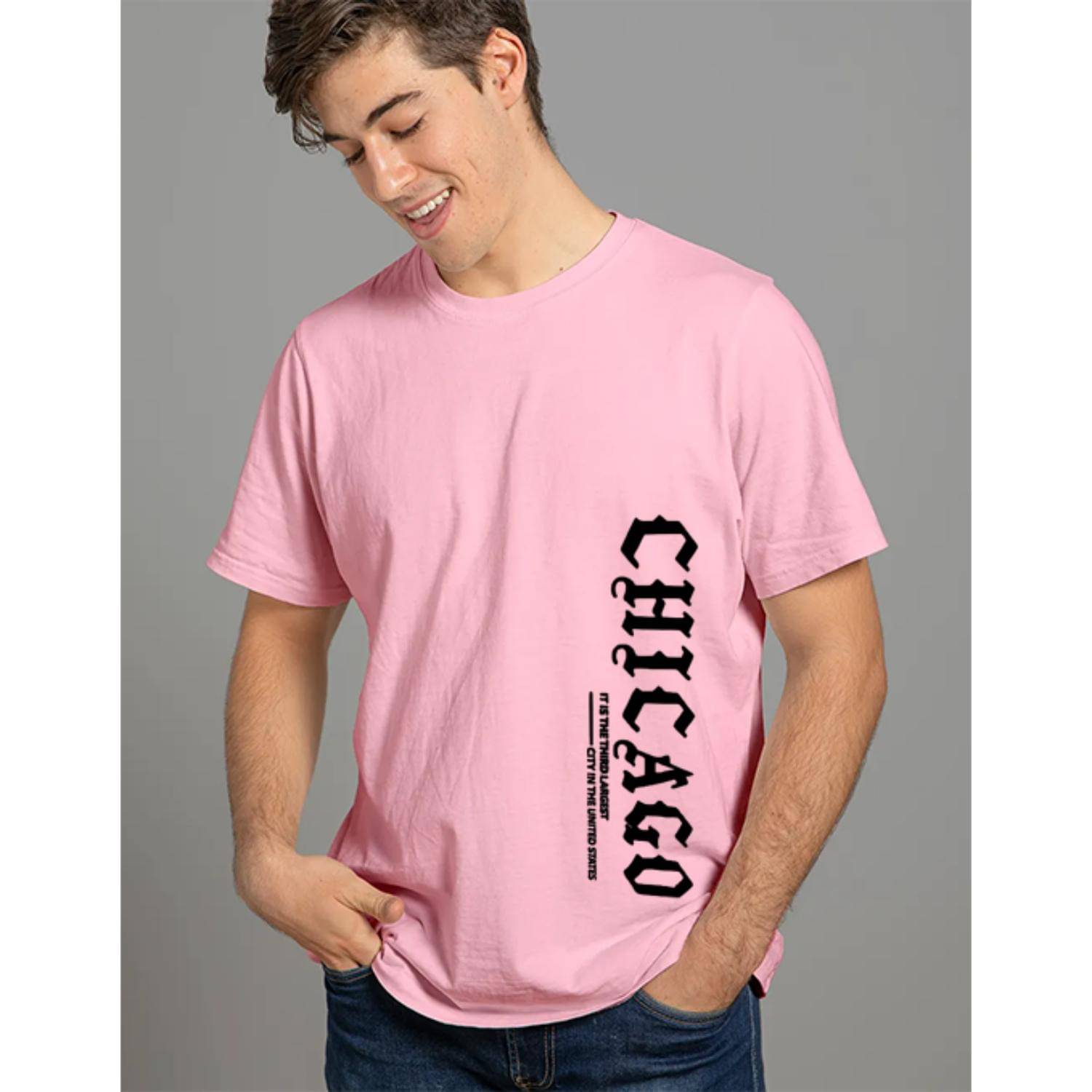 Unicus Apparel Men Cotton Blend Regular Fit Printed T-Shirt ( Pink )     			Unicus Apparel Men Cotton Blend Regular Fit Printed T-Shirt ( Pink )