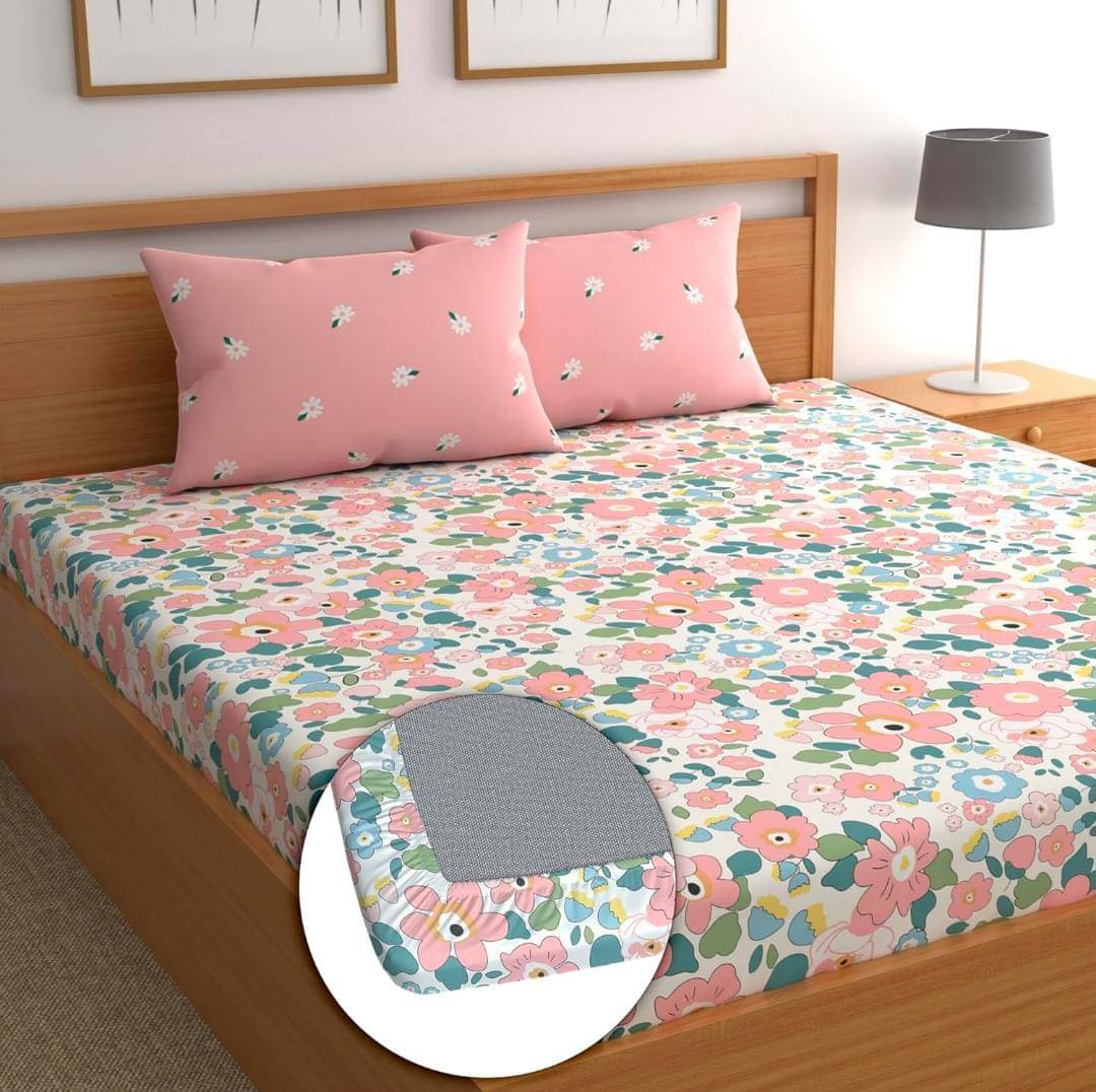     			homdazal Microfibre Floral Fitted ( Queen Size ) - Multi