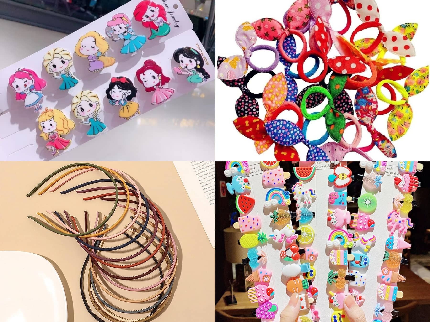 22 Pieces Cute Hair Accessories Combo – Barbie Doll Hair Clips | Matte Finish Hair Bands | Bunny Ear Hair Rubber Bands | Cartoon Aligator Hair Clips – Multicolor - Jewellery Sets | Buy online on ZillyBuy