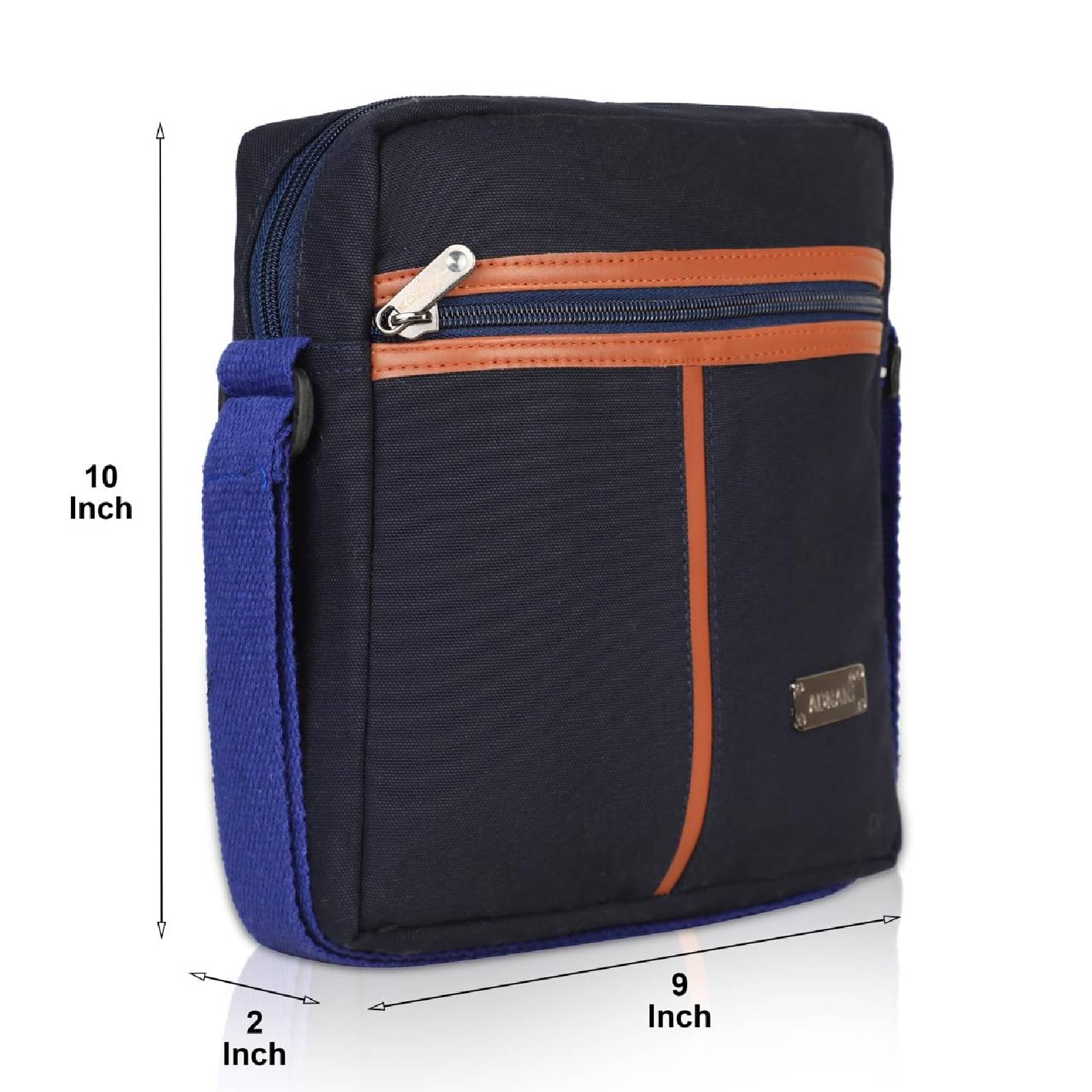     			ADNANi Blue Colorblocked Messenger Bag
