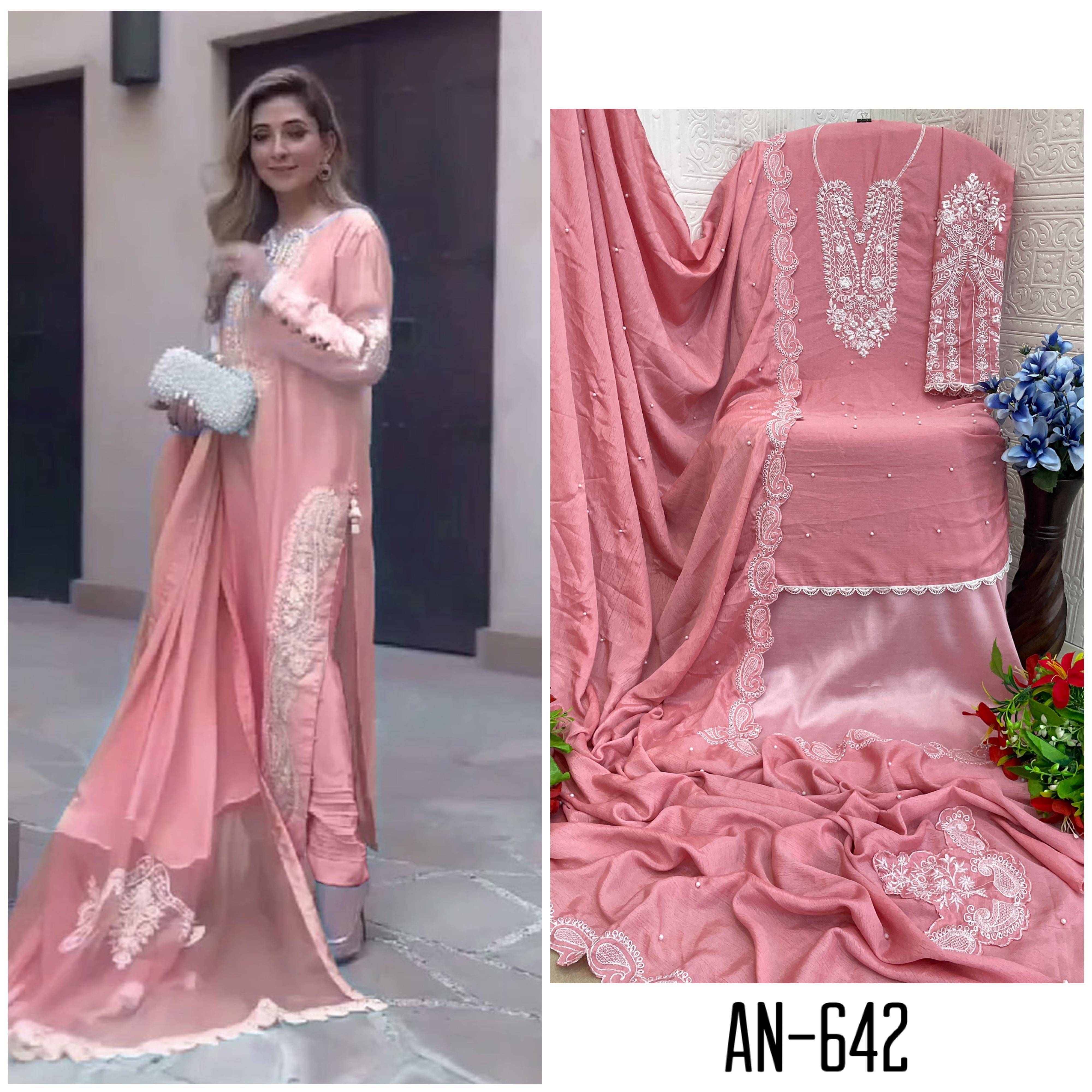 AFROZEH Women Cotton Unstitched Dress Material ( Pink ) AFROZEH Women Cotton Unstitched Dress Material ( Pink )