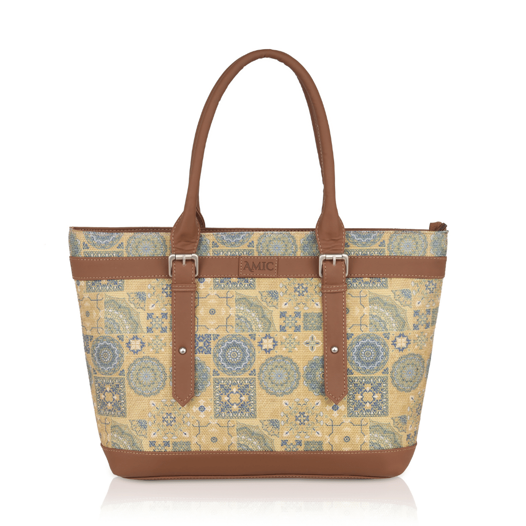     			AMIC Tote Bag Jute Set of 1 ( Mustard,Yellow )