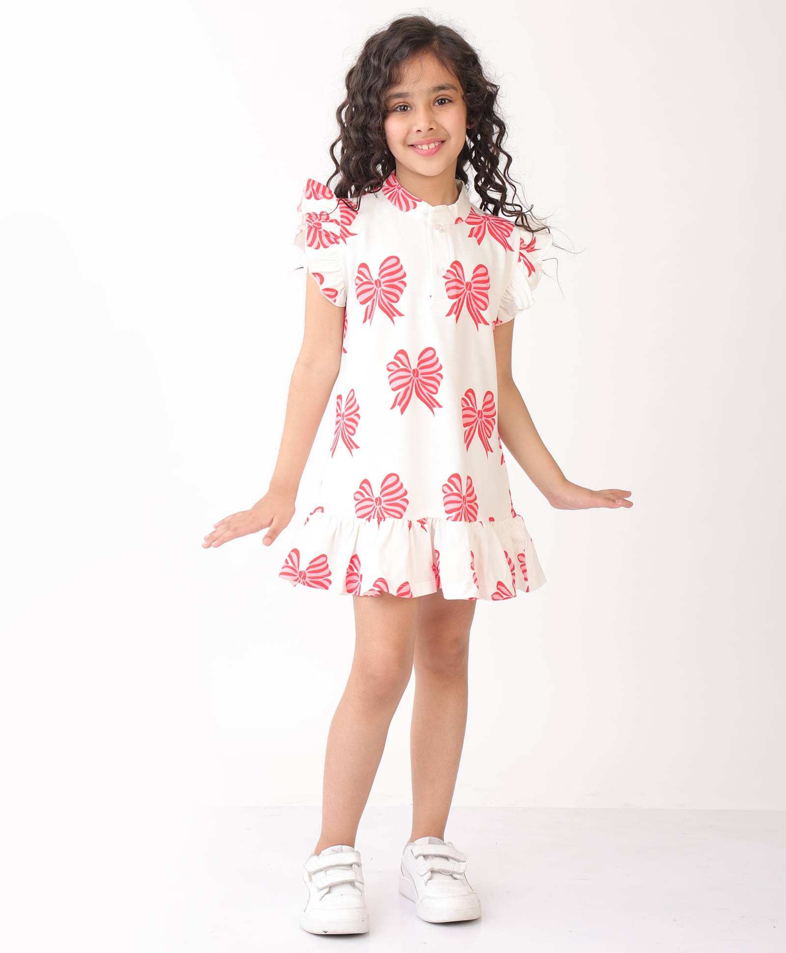     			ANTHRILO Cotton Blend Dress For Baby Girls ( Pack of 1 , Off White )