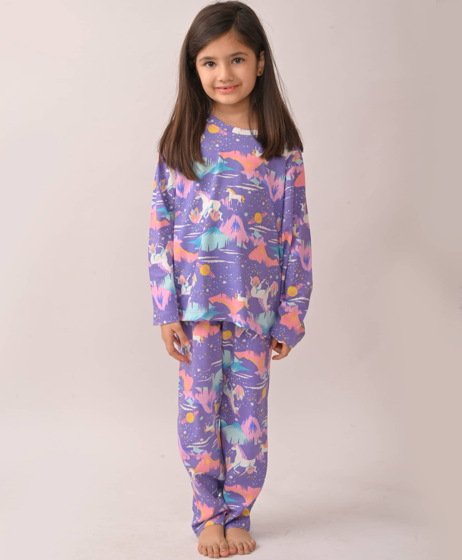     			ANTHRILO Pack of 1 Baby Girls Cotton Nightsuit Set ( Purple )