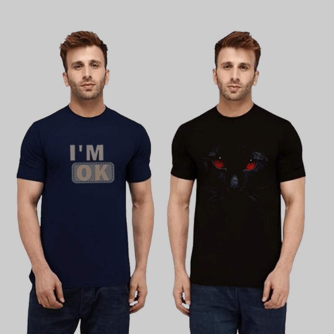     			ATIGIANO APPAREL Men Cotton Blend Regular Fit Printed T-Shirt ( Black )