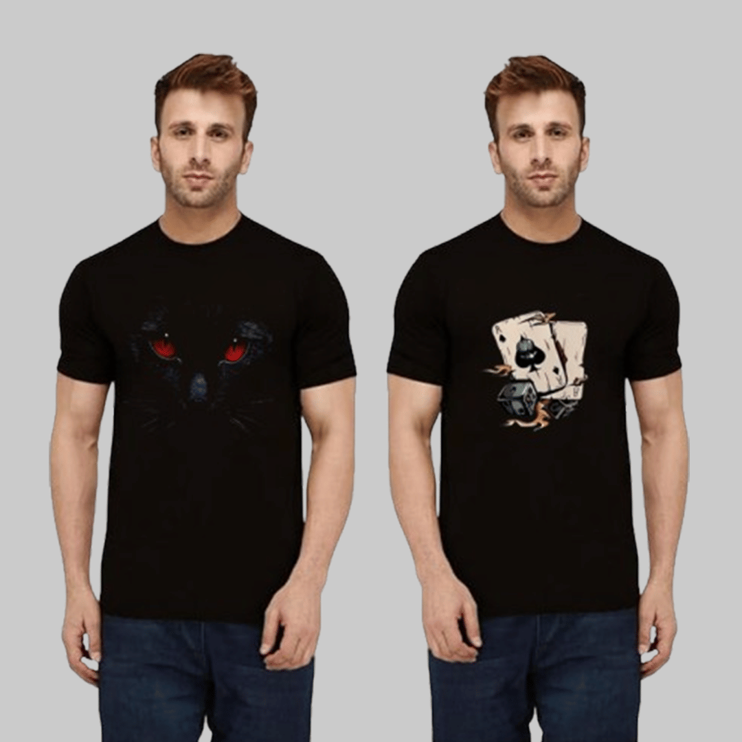 ATIGIANO APPAREL Men Cotton Blend Regular Fit Printed T-Shirt ( Black ) ATIGIANO APPAREL Men Cotton Blend Regular Fit Printed T-Shirt ( Black )