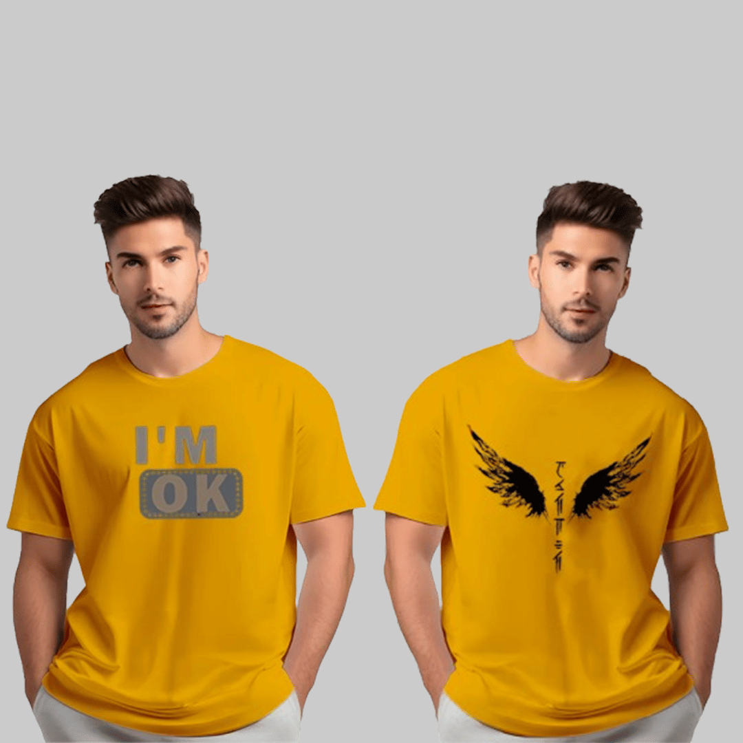 ATIGIANO APPAREL Men Cotton Blend Regular Fit Printed T-Shirt ( Yellow ) ATIGIANO APPAREL Men Cotton Blend Regular Fit Printed T-Shirt ( Yellow )