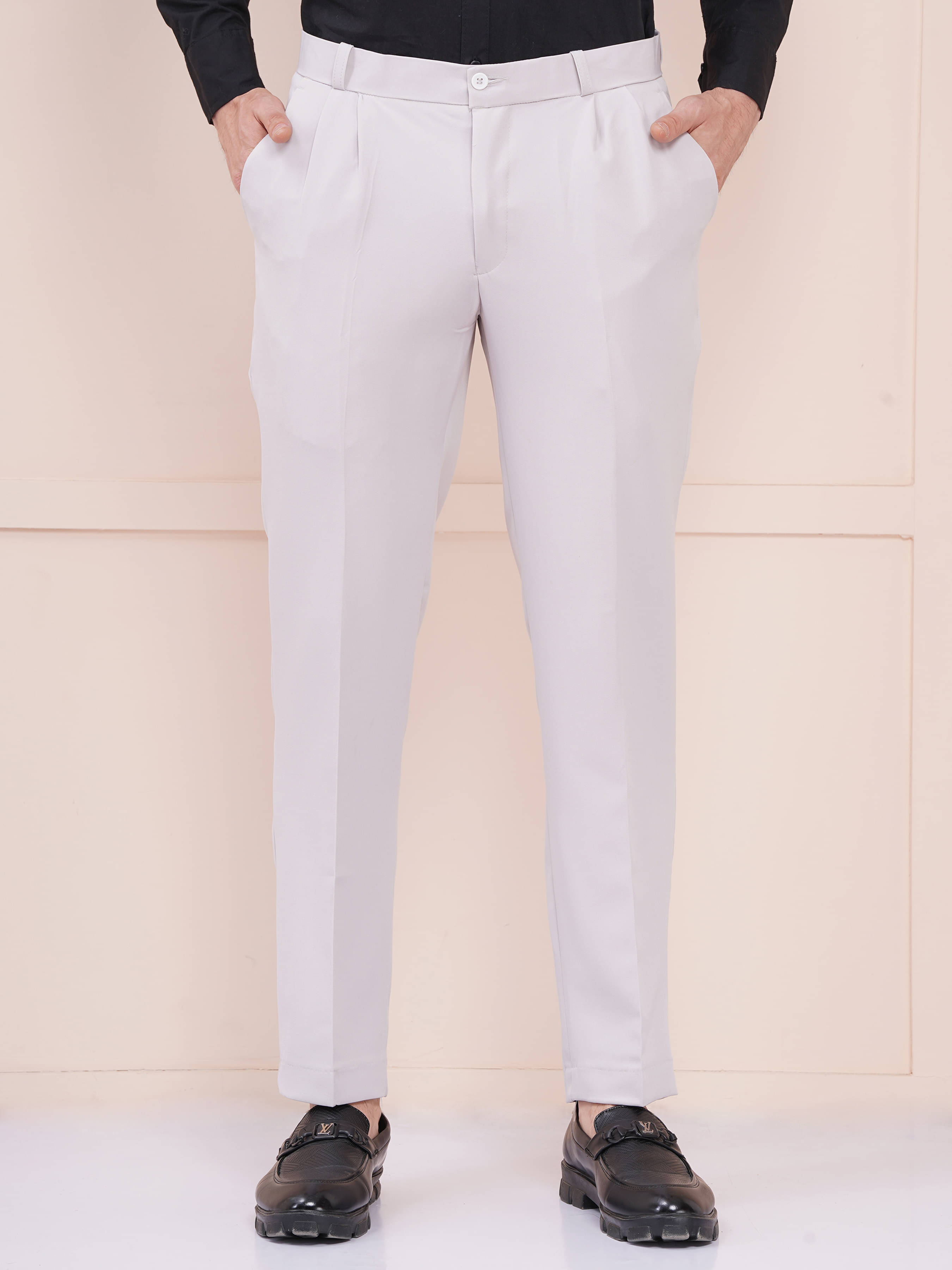     			AXOLOTL Regular Pleated Men's Formal Trouser - Light Grey ( Pack of 1 )