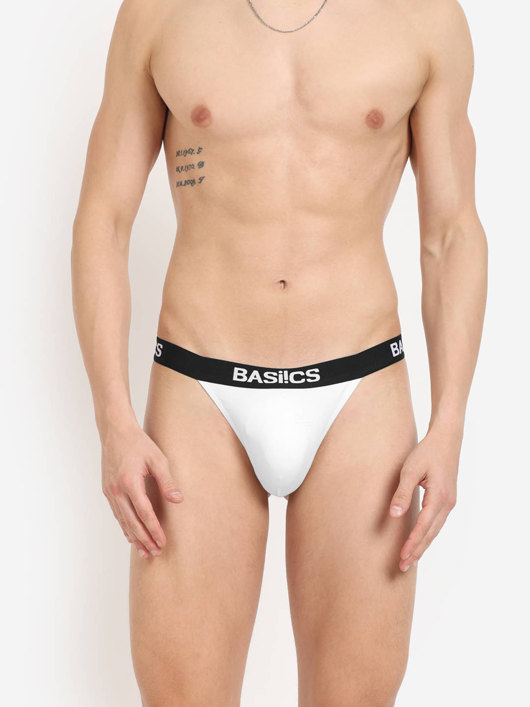     			BASIICS By La Intimo Pack of 1 Lycra Thongs For Men's ( White )