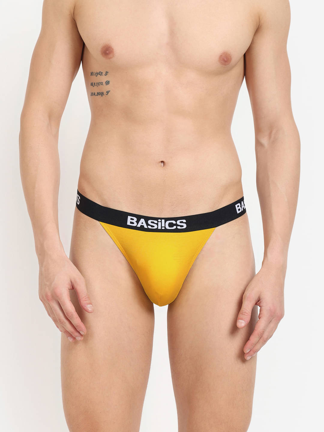     			BASIICS By La Intimo Pack of 1 Lycra Thongs For Men's ( Yellow )