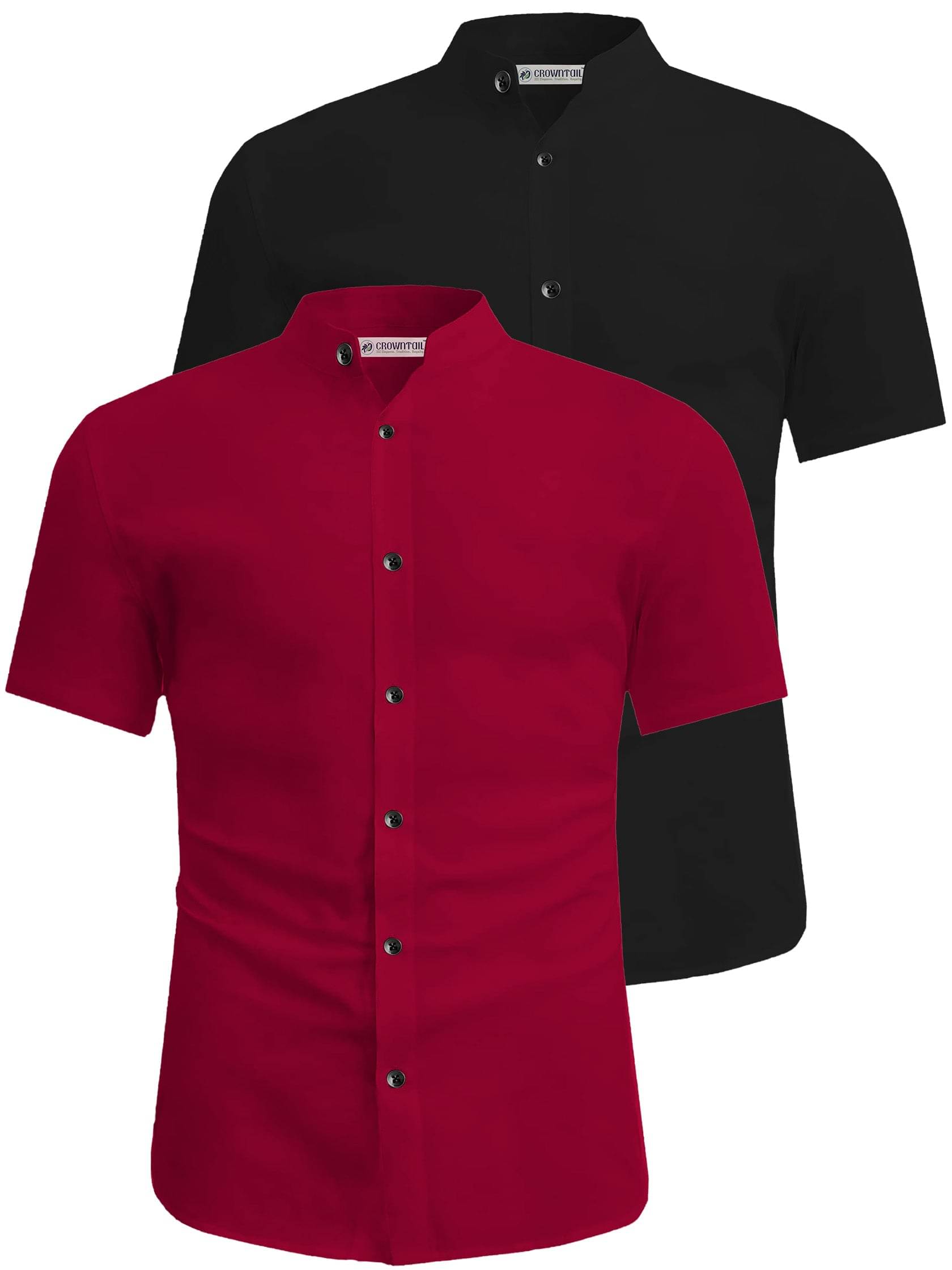 CROWNTAIL Cotton Blend Slim Fit Solids Half Sleeves Men's Casual Shirt - Maroon ( Pack of 2 ) CROWNTAIL Cotton Blend Slim Fit Solids Half Sleeves Men's Casual Shirt - Maroon ( Pack of 2 )