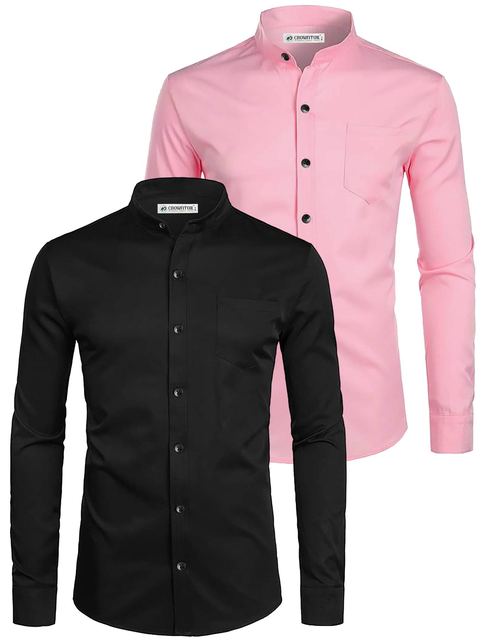 CROWNTAIL Cotton Blend Slim Fit Solids Full Sleeves Men's Casual Shirt - Peach ( Pack of 2 ) CROWNTAIL Cotton Blend Slim Fit Solids Full Sleeves Men's Casual Shirt - Peach ( Pack of 2 )