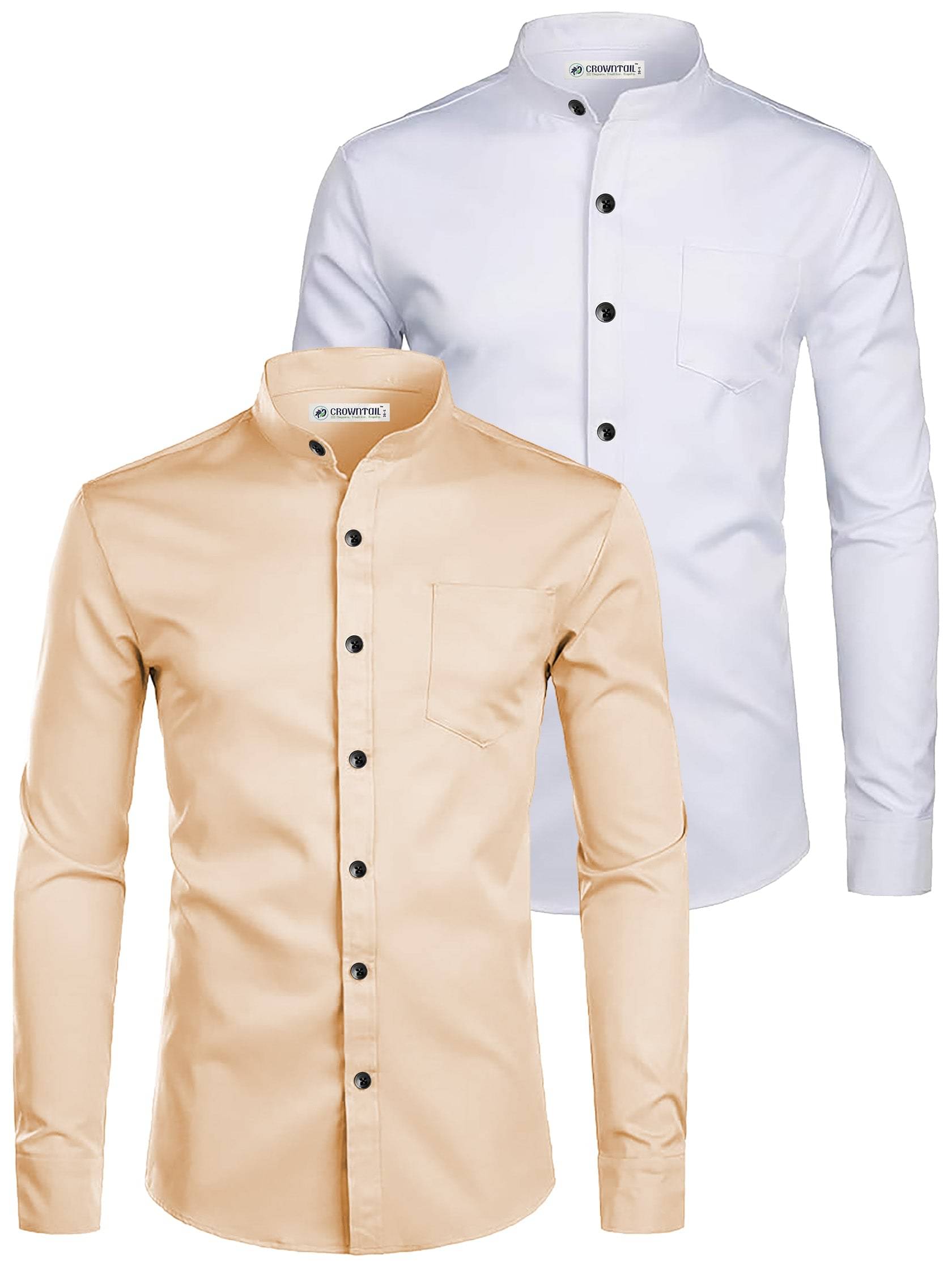     			CROWNTAIL Cotton Blend Slim Fit Solids Full Sleeves Men's Casual Shirt - Orange ( Pack of 2 )