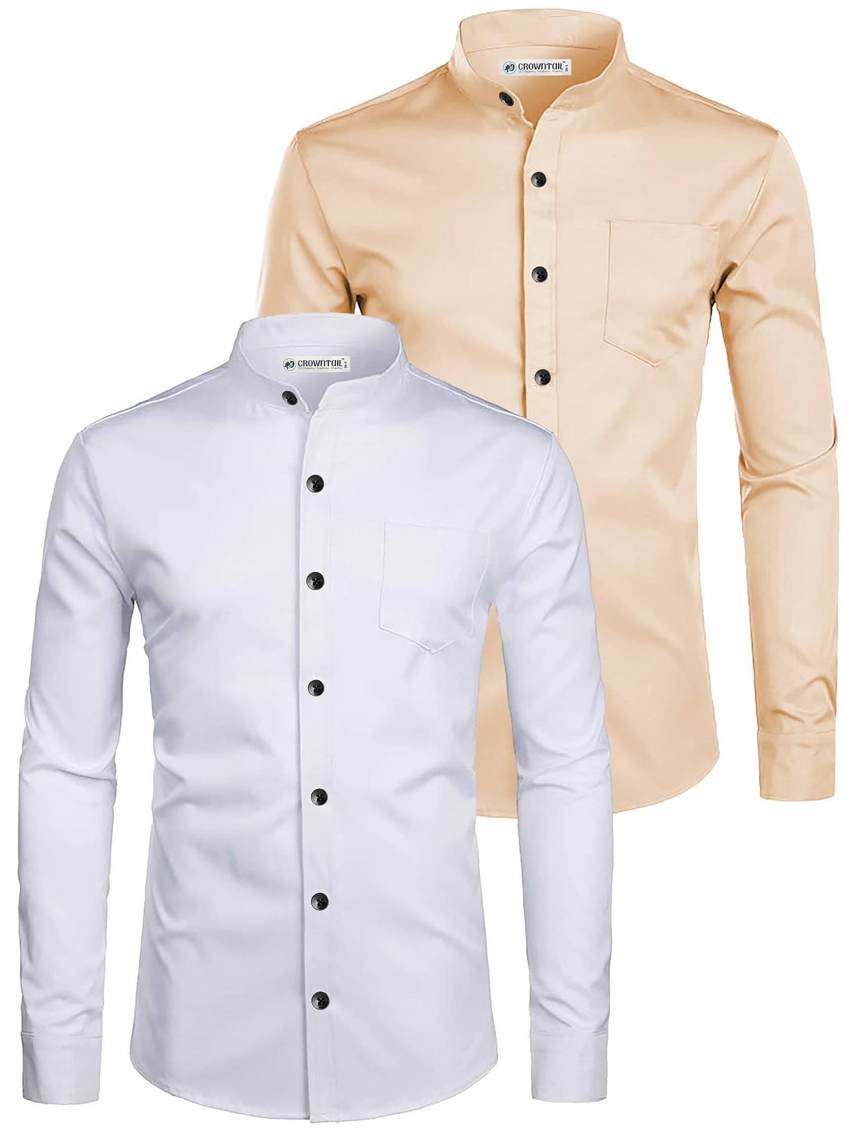     			CROWNTAIL Cotton Blend Slim Fit Solids Full Sleeves Men's Casual Shirt - Orange ( Pack of 2 )