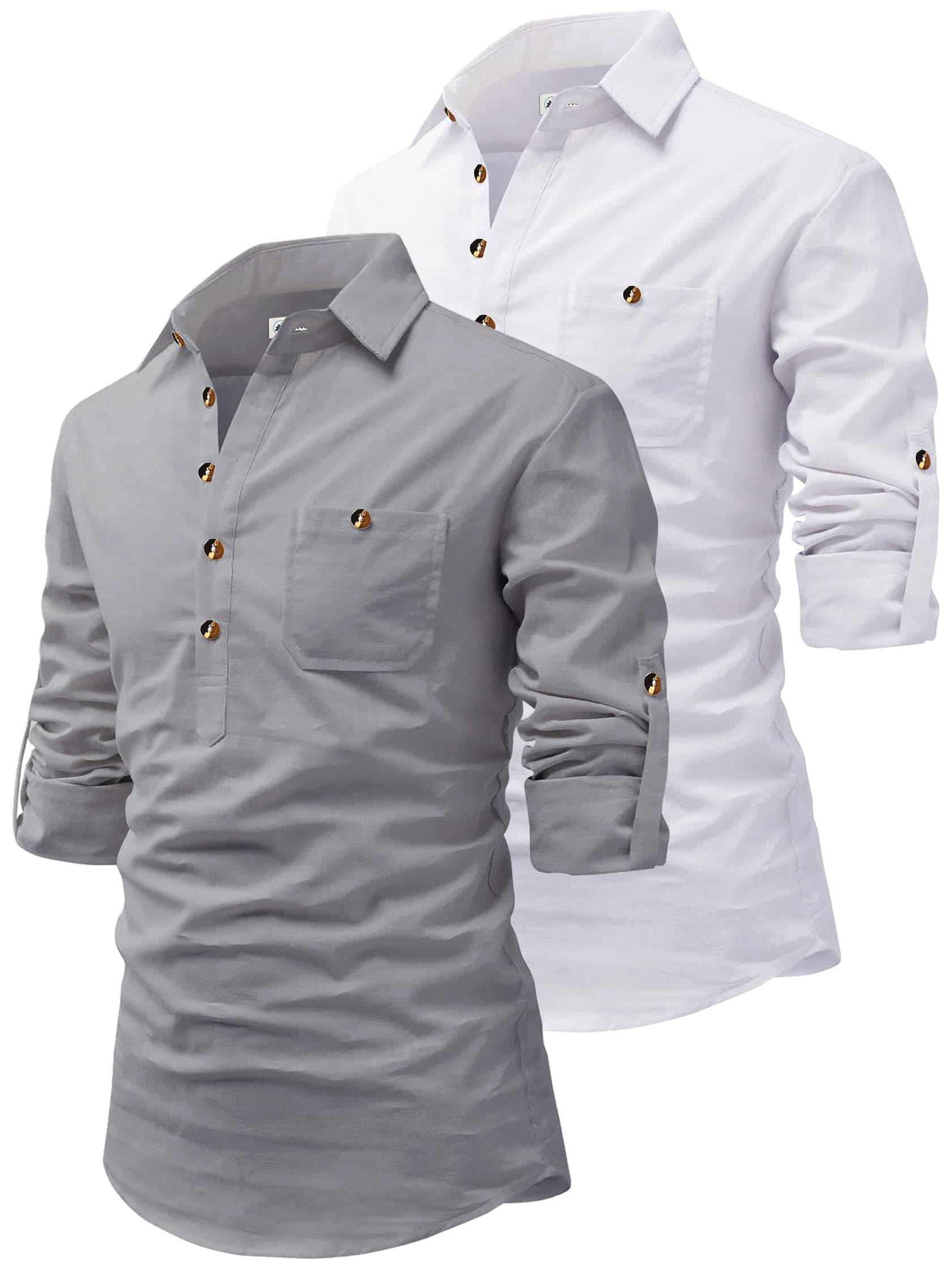     			CROWNTAIL Green Cotton Men's Regular Kurta ( Pack of 2 )