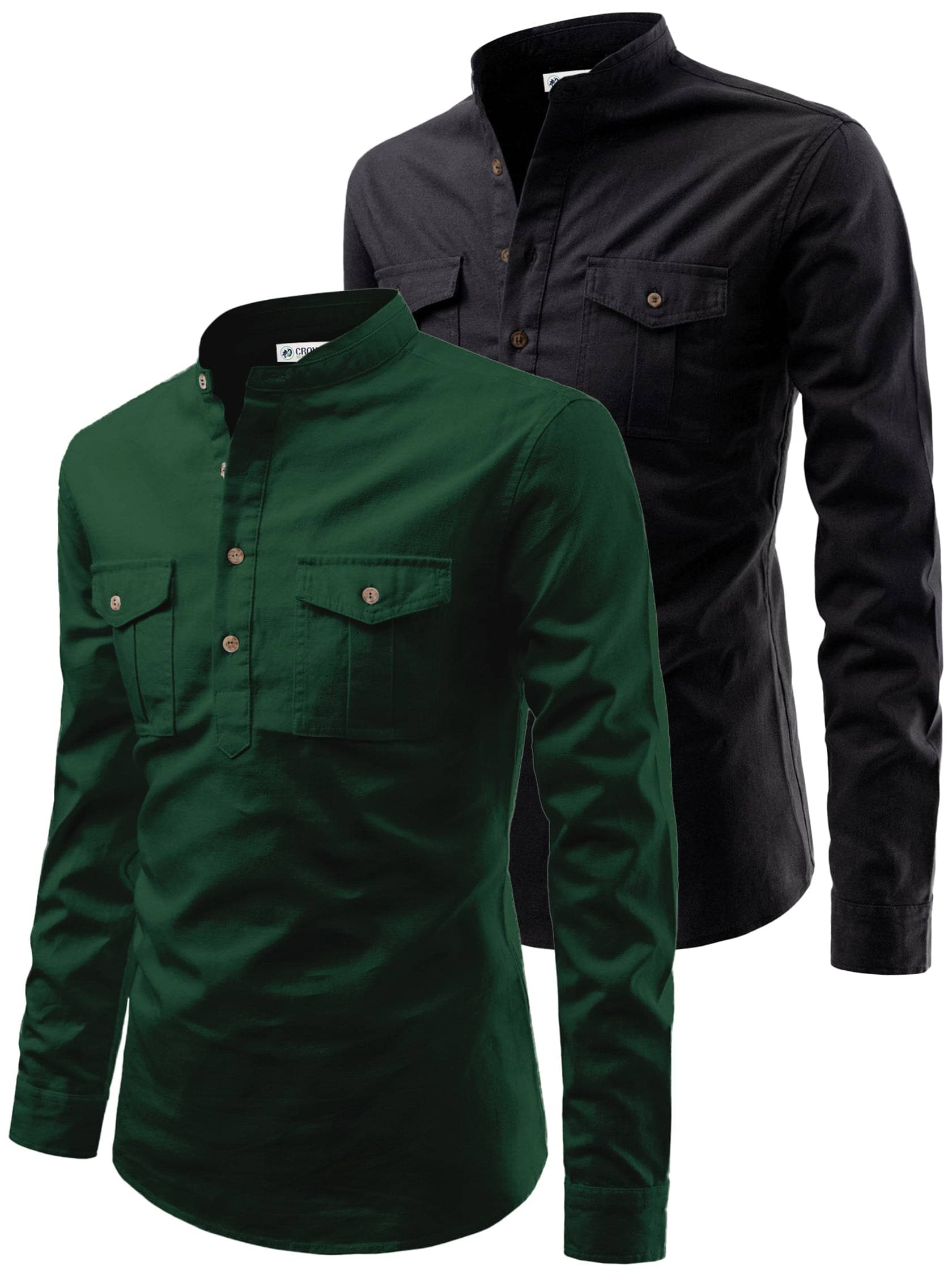     			CROWNTAIL Green Cotton Men's Regular Kurta ( Pack of 2 )