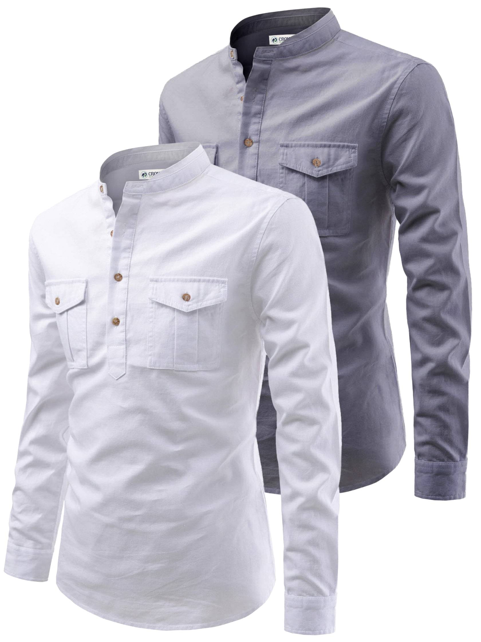 CROWNTAIL Grey Cotton Men's Regular Kurta ( Pack of 2 )     			CROWNTAIL Grey Cotton Men's Regular Kurta ( Pack of 2 )