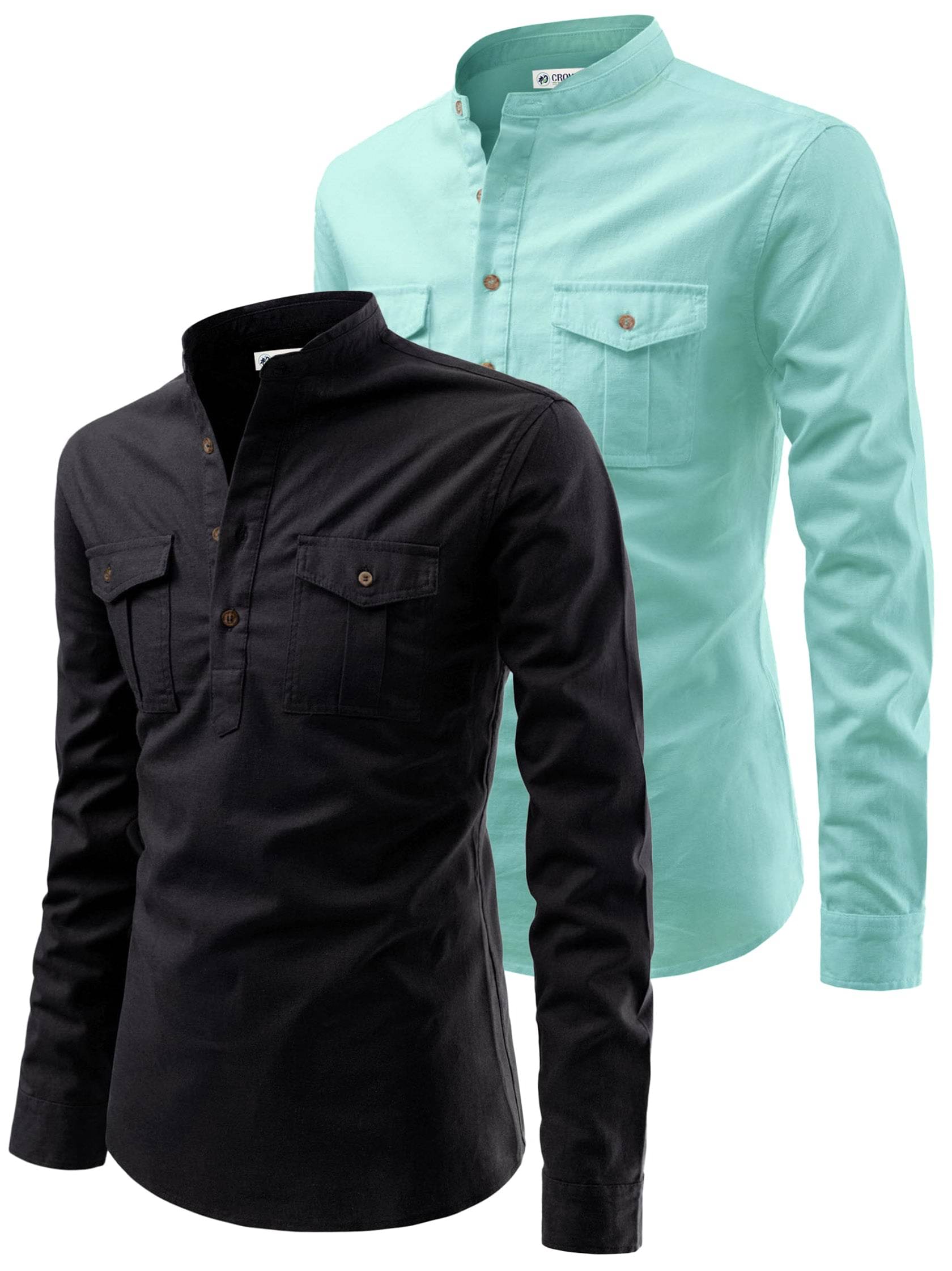 CROWNTAIL Light Blue Cotton Men's Regular Kurta ( Pack of 2 ) CROWNTAIL Light Blue Cotton Men's Regular Kurta ( Pack of 2 )