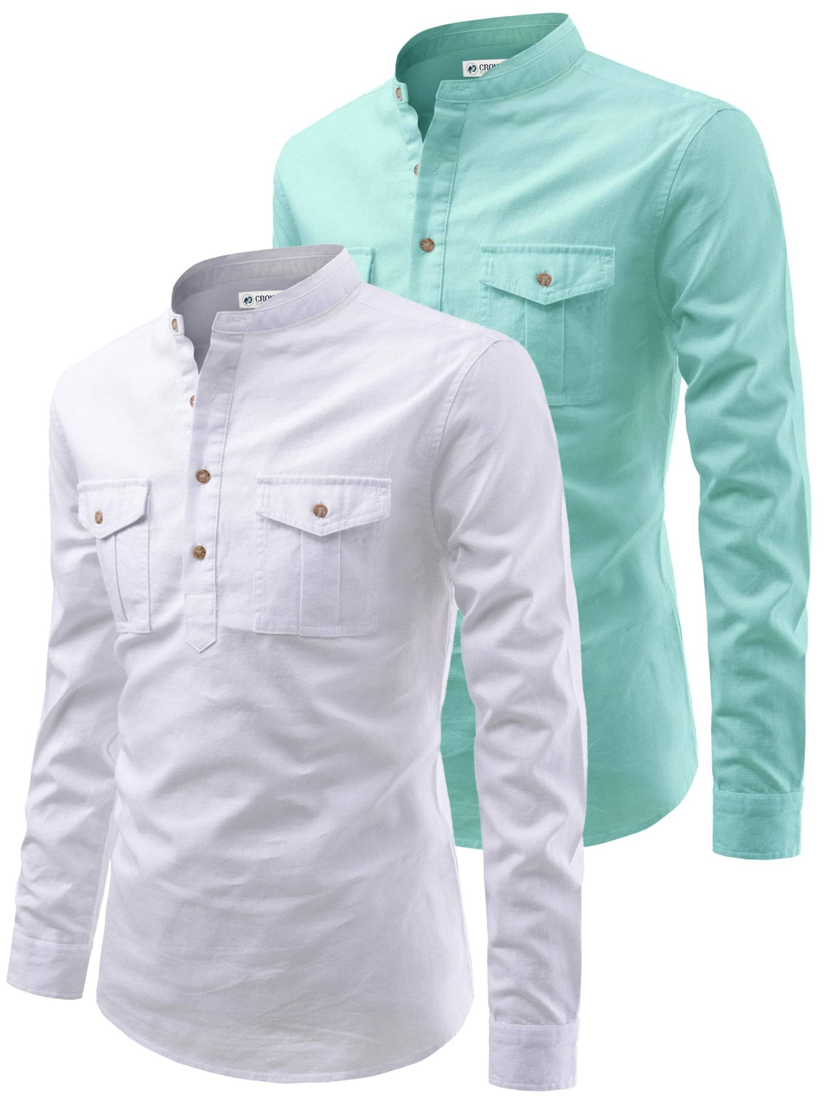     			CROWNTAIL Light Blue Cotton Men's Regular Kurta ( Pack of 2 )