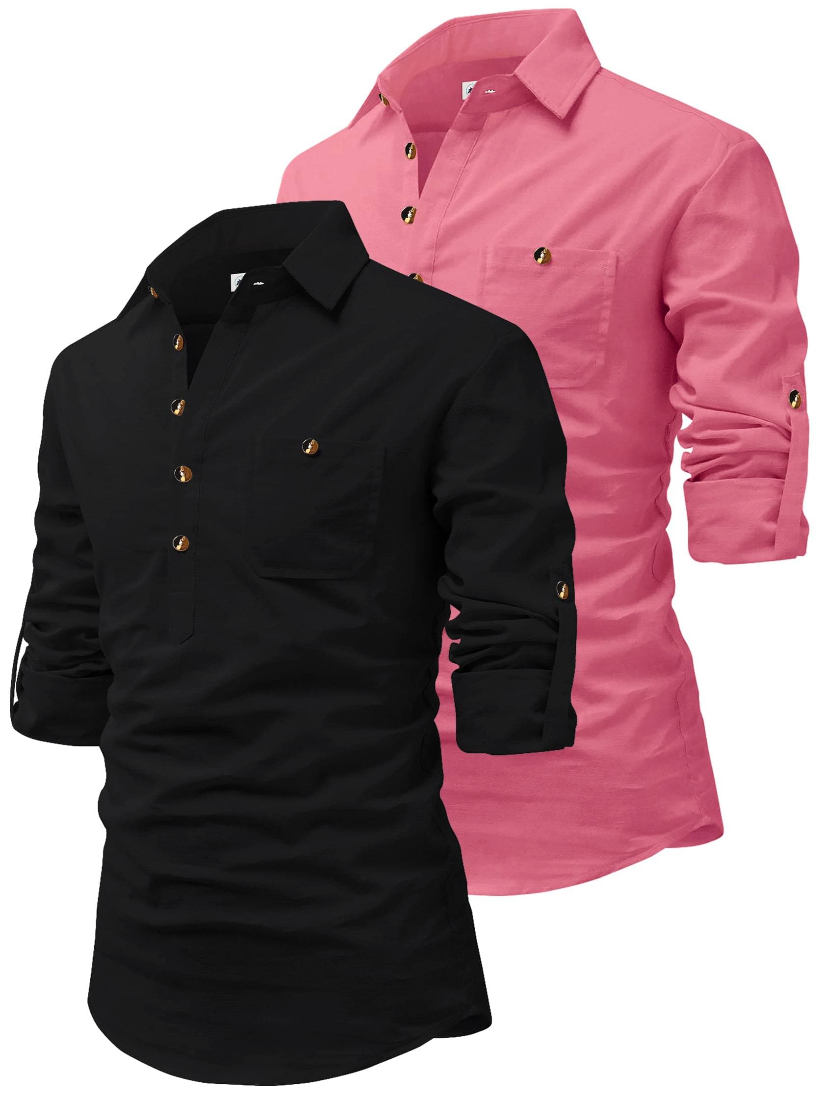     			CROWNTAIL Peach Cotton Men's Regular Kurta ( Pack of 2 )