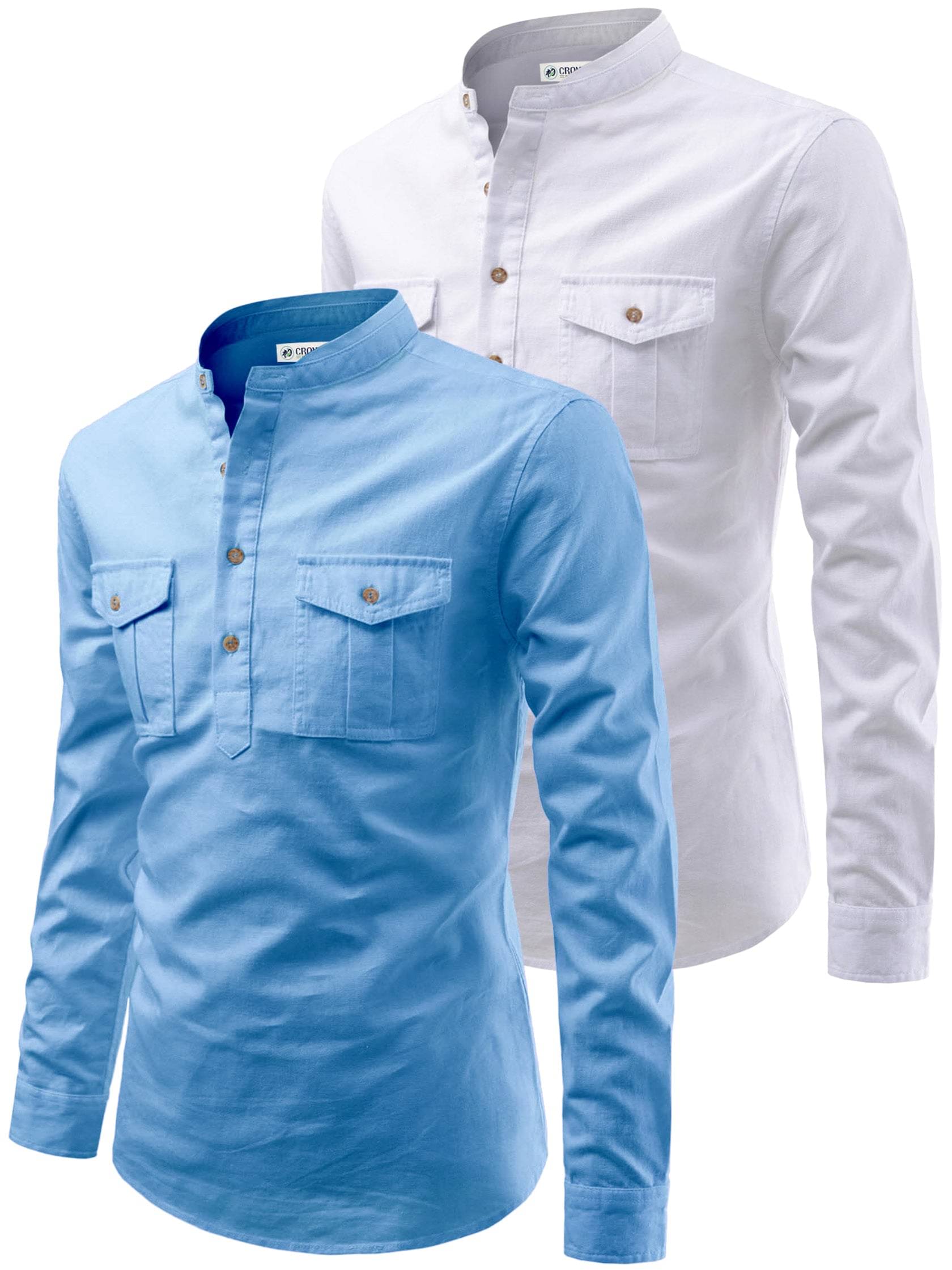     			CROWNTAIL Sky Blue Cotton Men's Regular Kurta ( Pack of 2 )