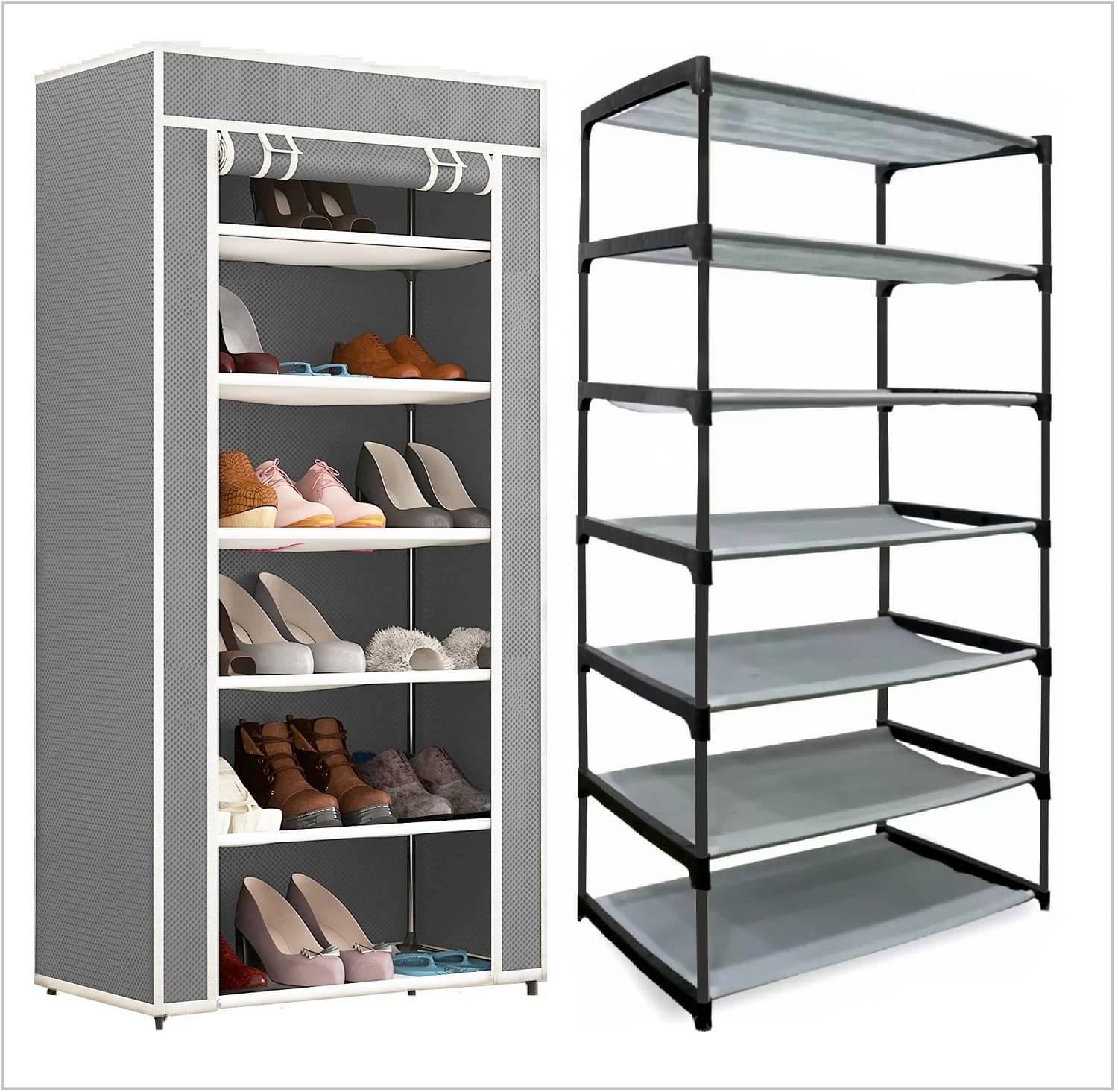     			Collapsible Six Layer Shoe Rack Grey