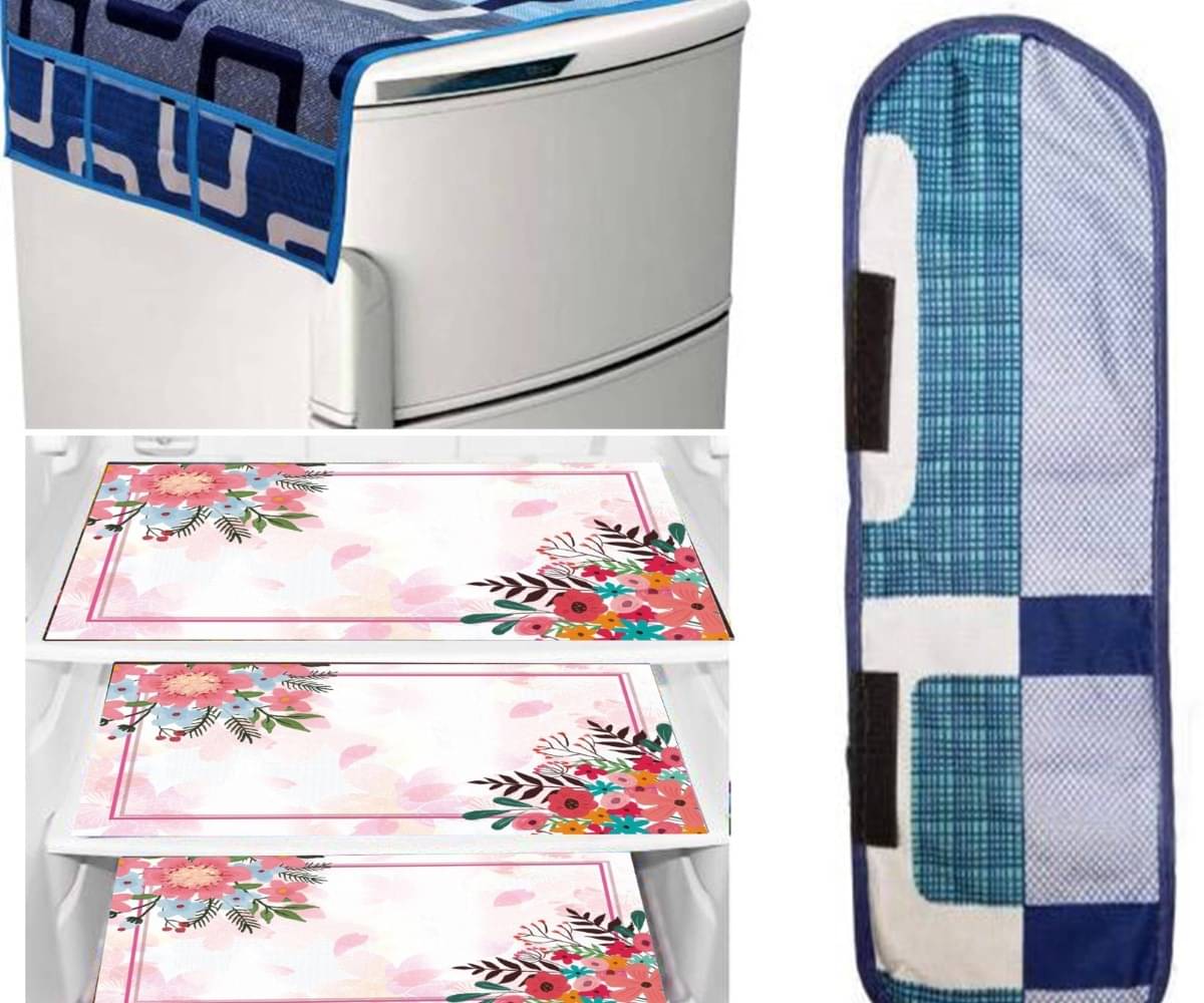     			DPA Collection PVC Abstract Printed Fridge Covers ( 44 29 ) Pack of 5 - Blue