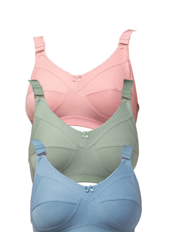     			Esoroucha Pack of 3 Cotton Blend Non Padded T-Shirt Bra For Women ( Green )