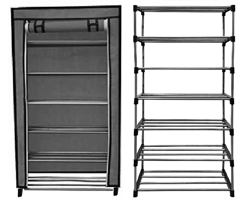 Exposure Collapsible Six Layer Shoe Rack Black Metal Exposure Collapsible Six Layer Shoe Rack Black Metal