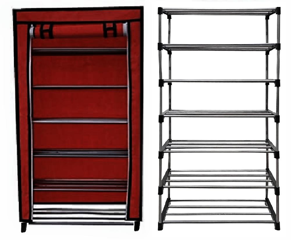 Exposure Collapsible Six Layer Shoe Rack Brown Metal Exposure Collapsible Six Layer Shoe Rack Brown Metal