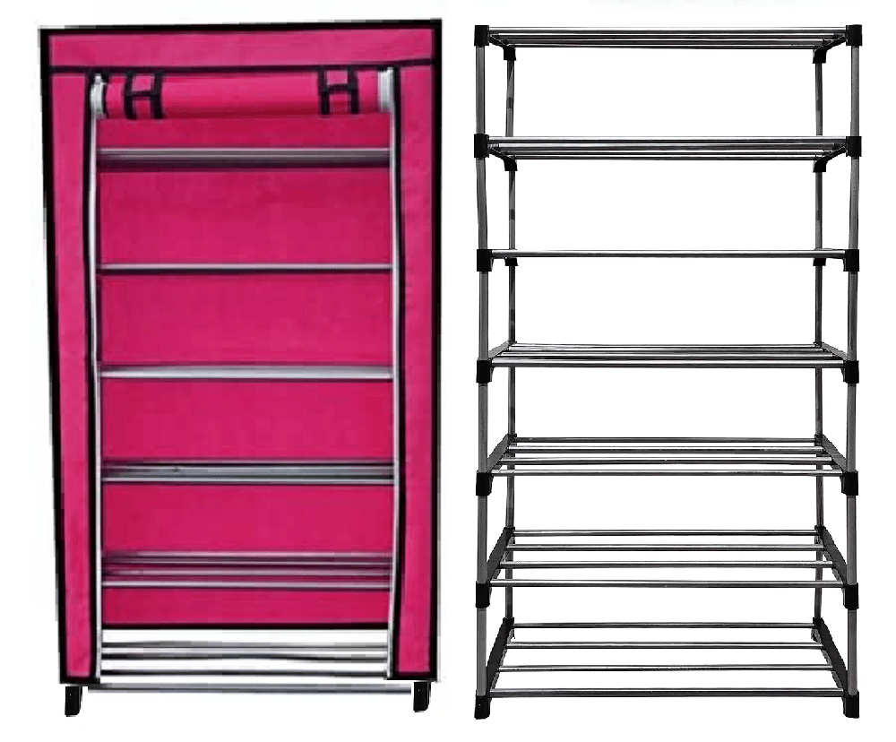 Exposure Collapsible Six Layer Shoe Rack Pink Pvc Exposure Collapsible Six Layer Shoe Rack Pink Pvc