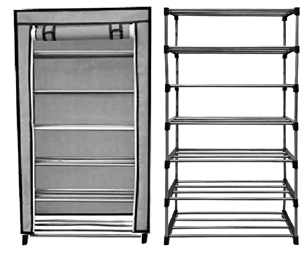     			Exposure Collapsible Six Layer Shoe Rack Grey Metal