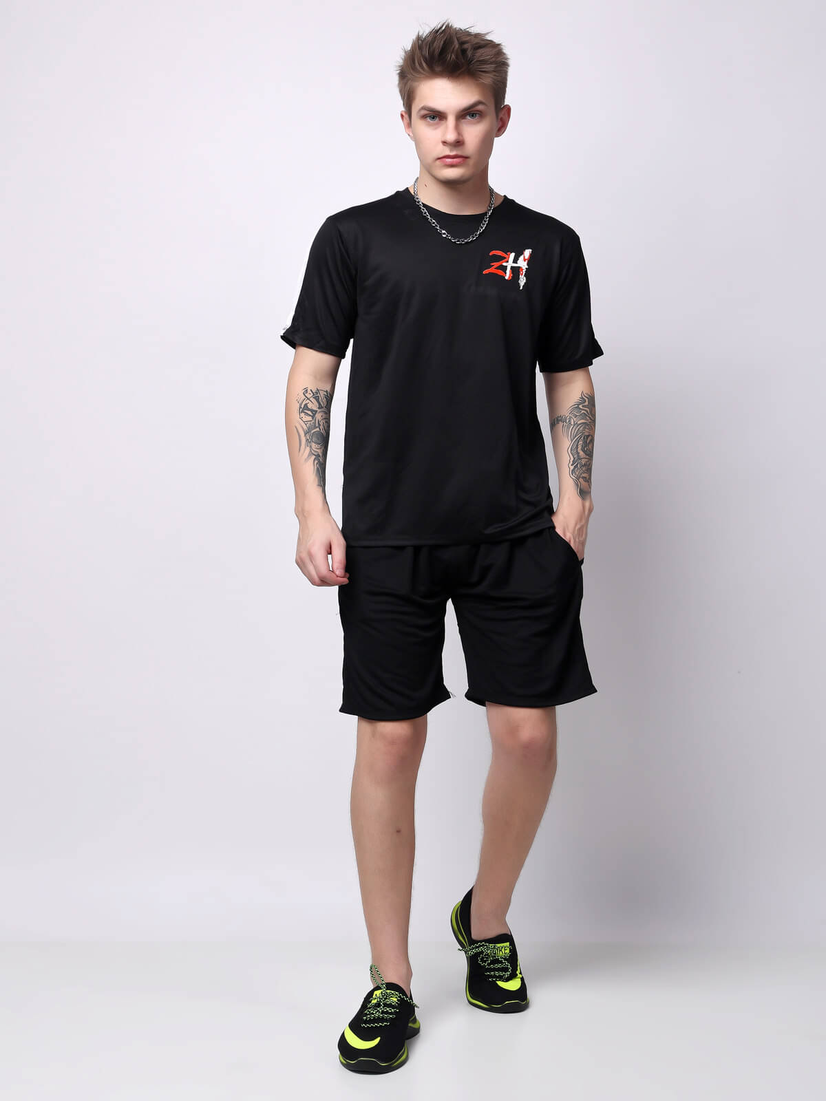 FLIRTY SOUL Men's T-shirt With Shorts Co-Ords Set ( Pack of 1 , Black ) FLIRTY SOUL Men's T-shirt With Shorts Co-Ords Set ( Pack of 1 , Black )
