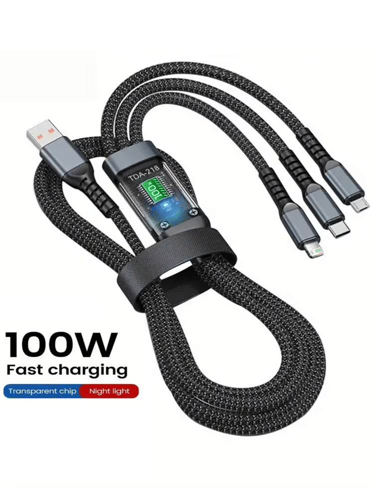    			Fast Charge 3-in-1 USB Charging – One Cable for All Devices – Lightning, Type-C, Micro USB