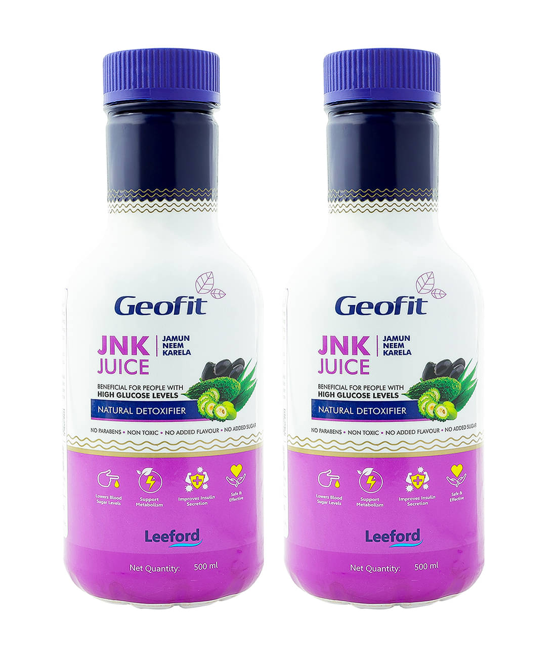     			Geofit JNK Jamun, Neem & Karela juice - natural detoxifier, Pack of 2 (500ml Each)