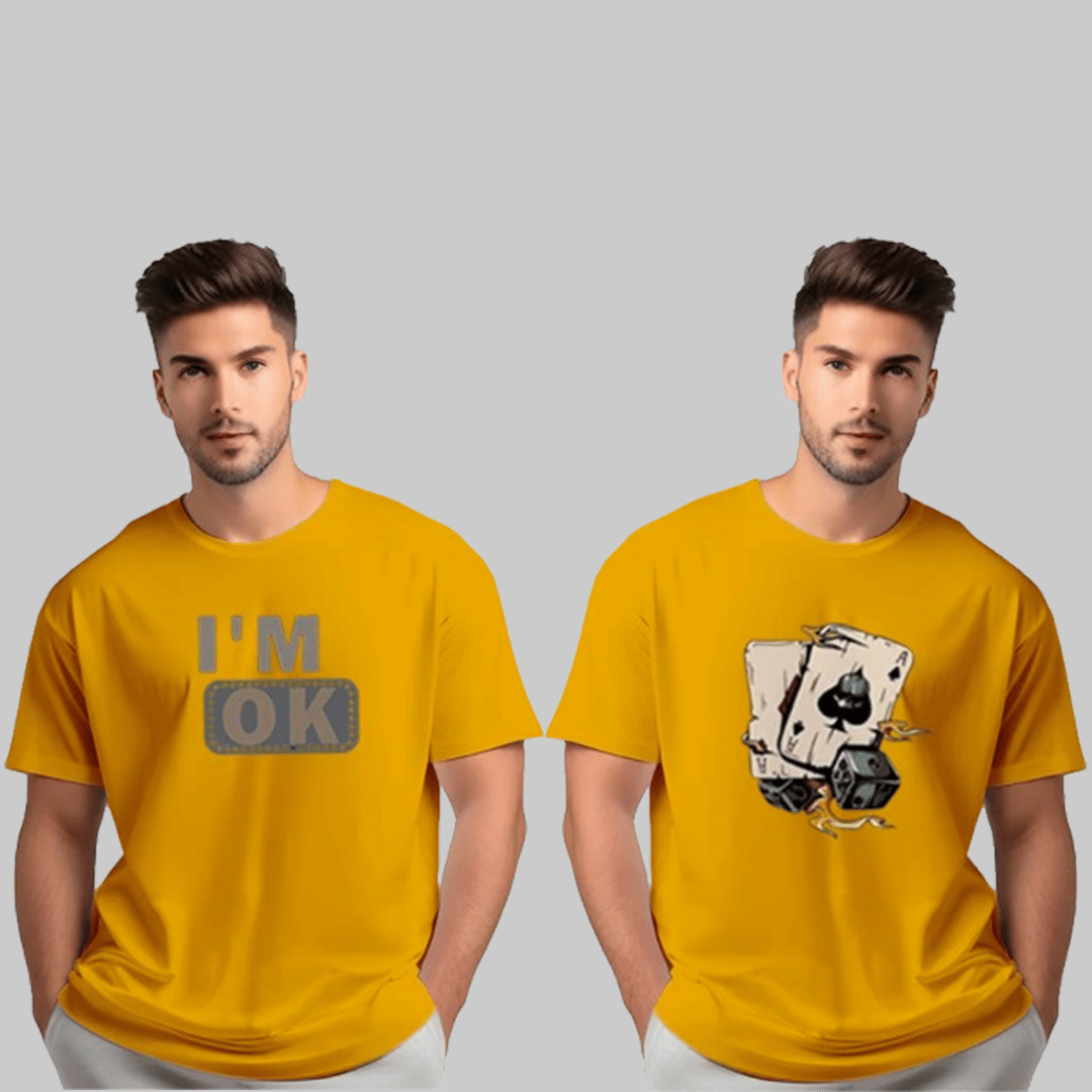 Glito Men Cotton Blend Oversized Fit Printed T-Shirt ( Yellow ) Glito Men Cotton Blend Oversized Fit Printed T-Shirt ( Yellow )